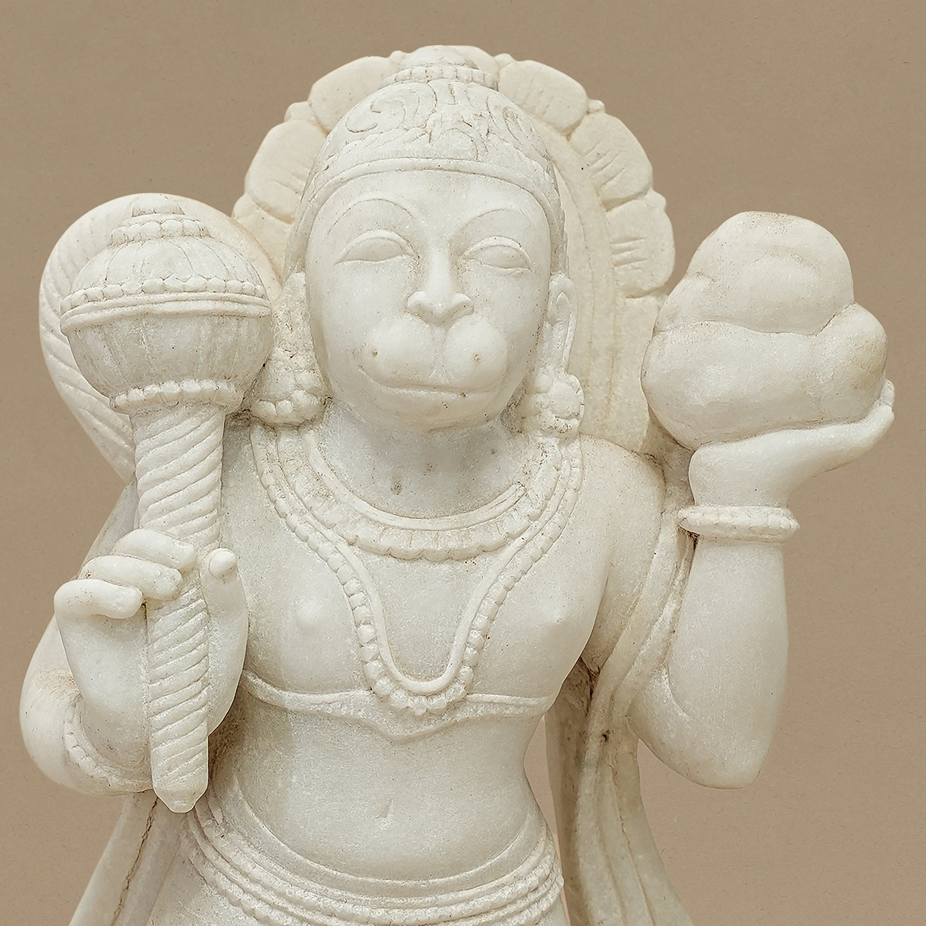 15" Lord Hanuman Statue | Handcrafted from White Marble