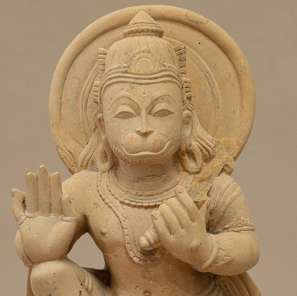 15" Lord Hanuman Statue | Handcrafted from Yellow Sandstone