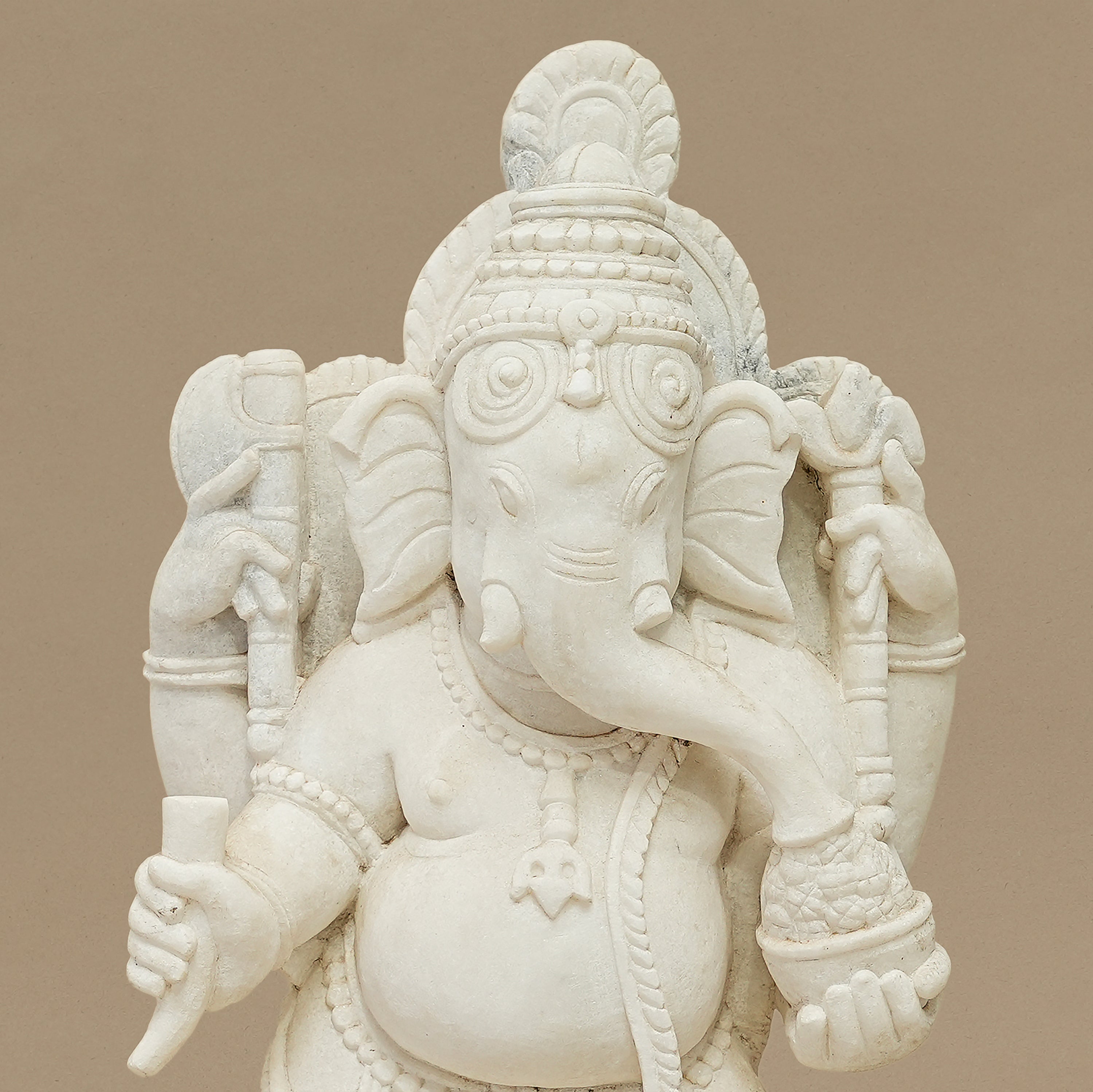 19.5" Lord Ganesha Statue | Handcrafted from White Marble