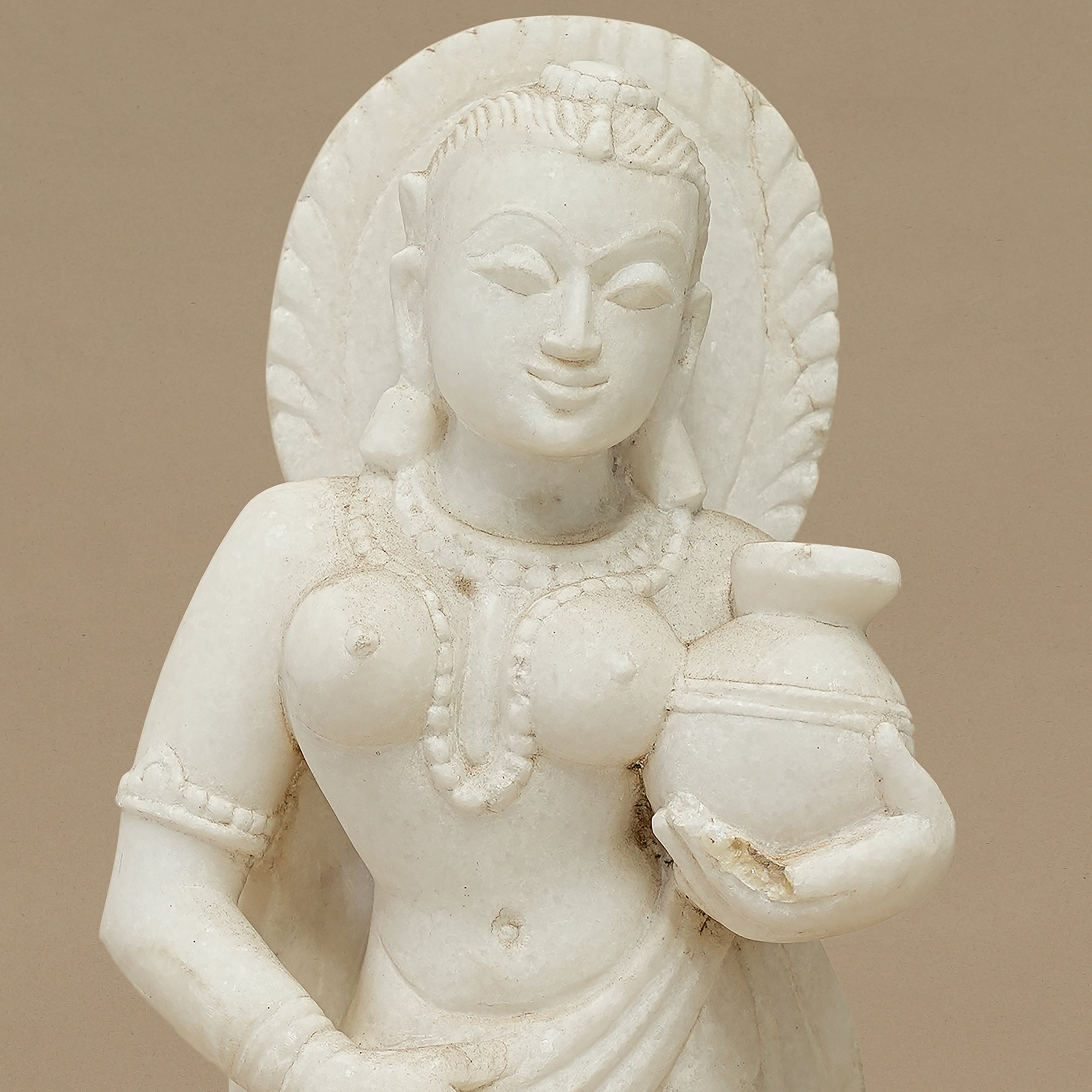 16" Divine Female Statue | Handcrafted from White Marble