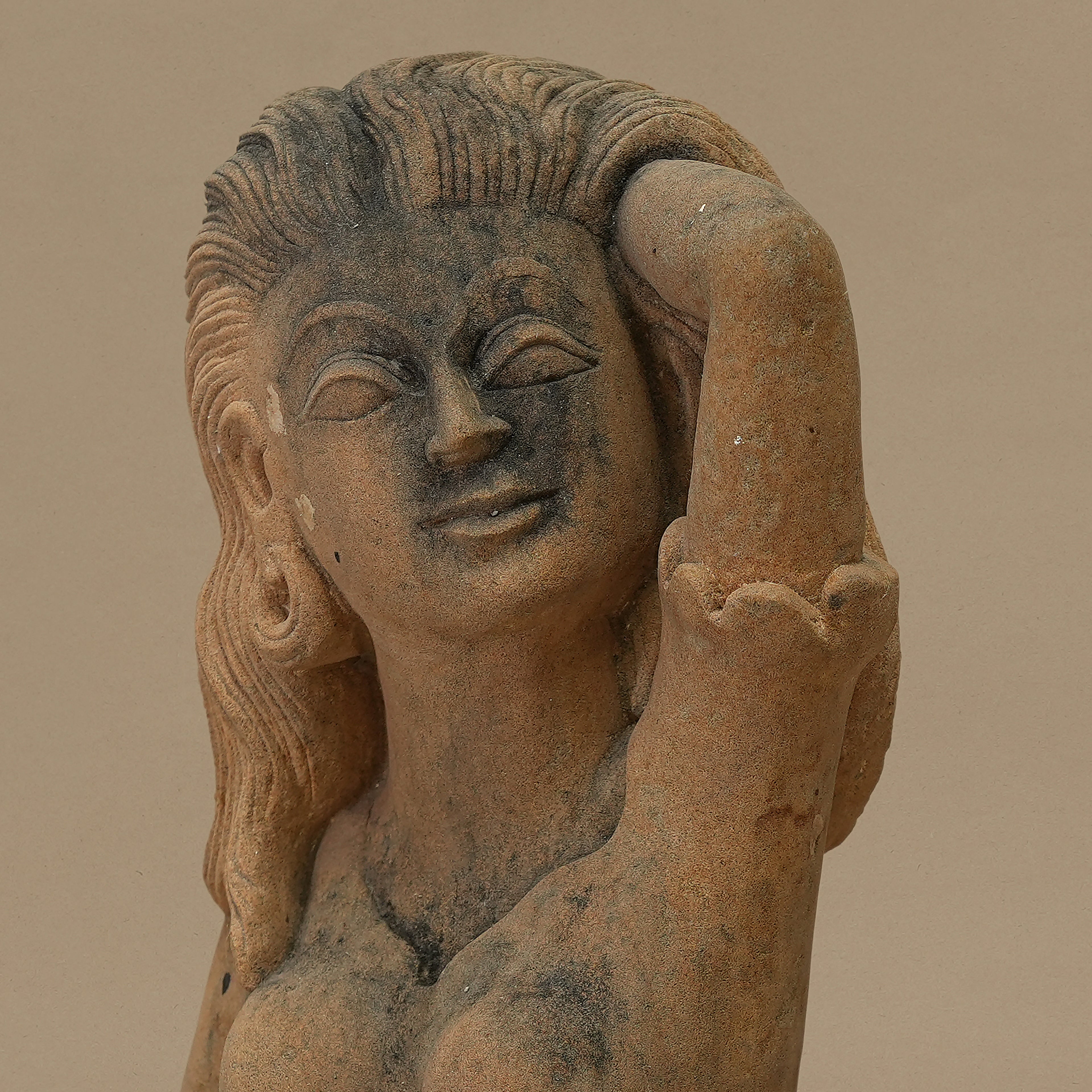 14.5" Posing Female Bust | Handcrafted from Yellow Sandstone