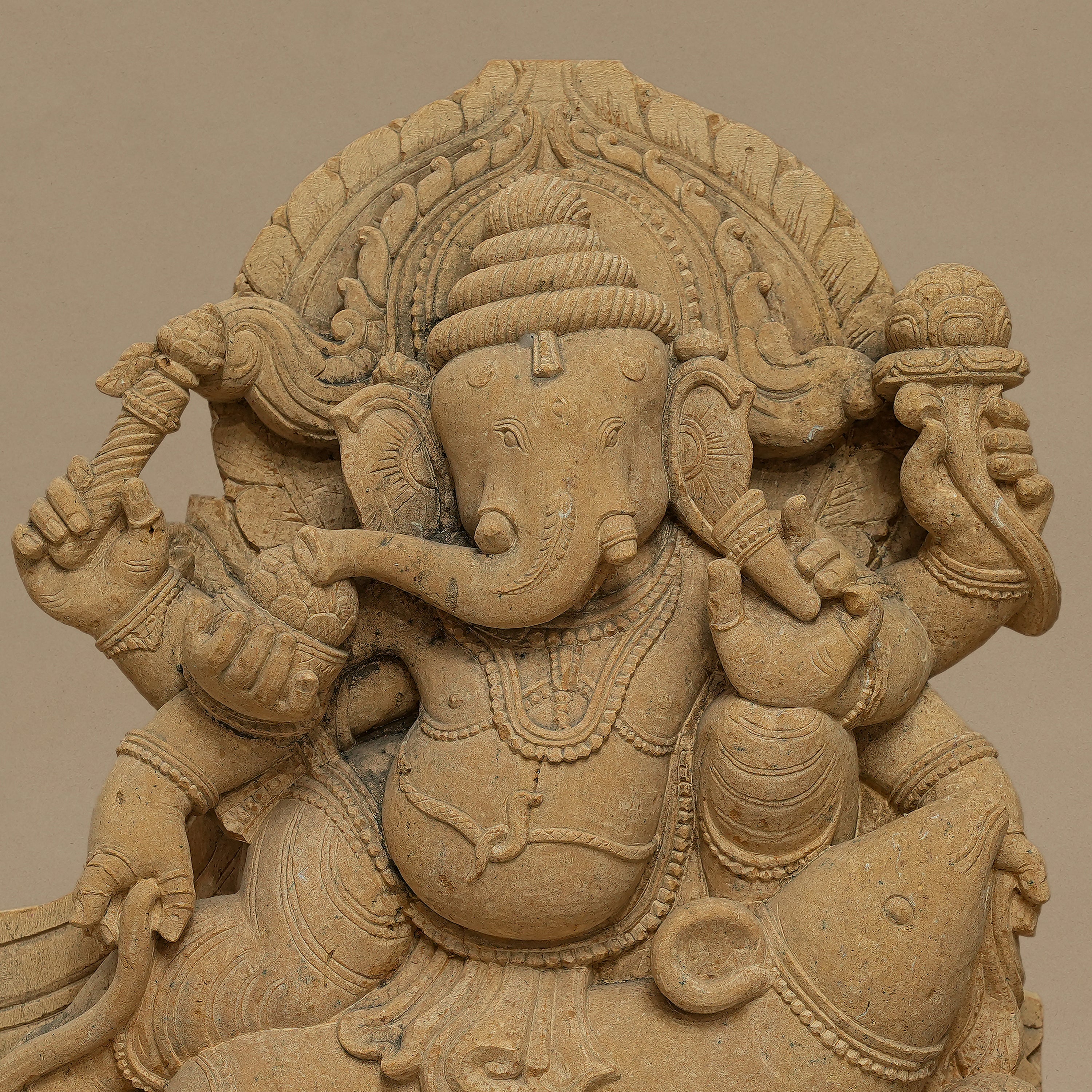 18" Lord Ganesha Statue | Handcrafted from Yellow Sandstone