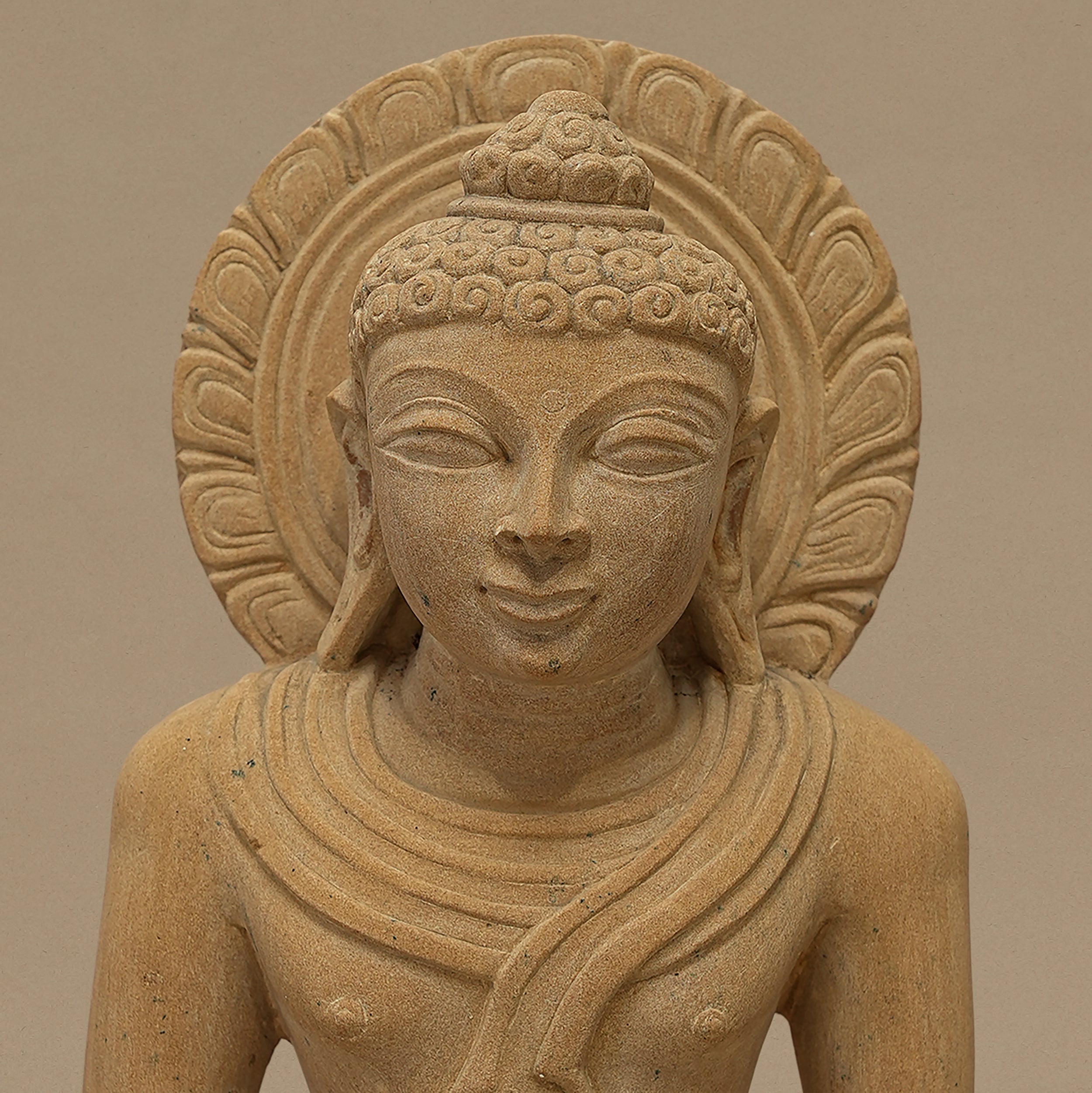 15" Lord Buddha Statue | Handcrafted from Yellow Sandstone