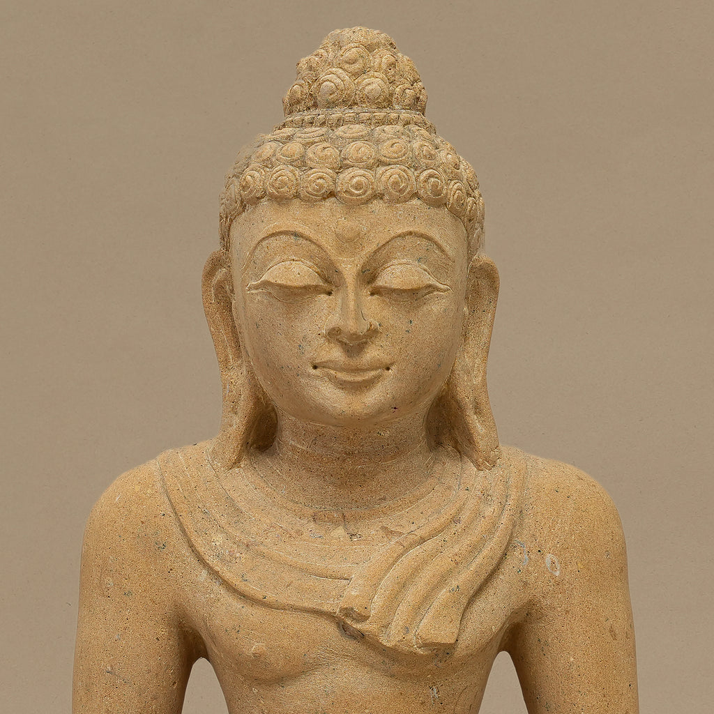 14.5" Lord Buddha Statue | Handcrafted from Yellow Sandstone