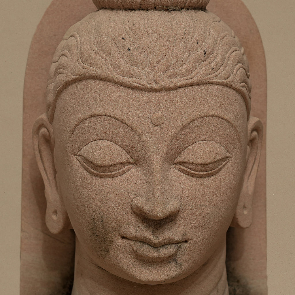 10" Bust of Lord Buddha | Handcrafted from Pink Sandstone