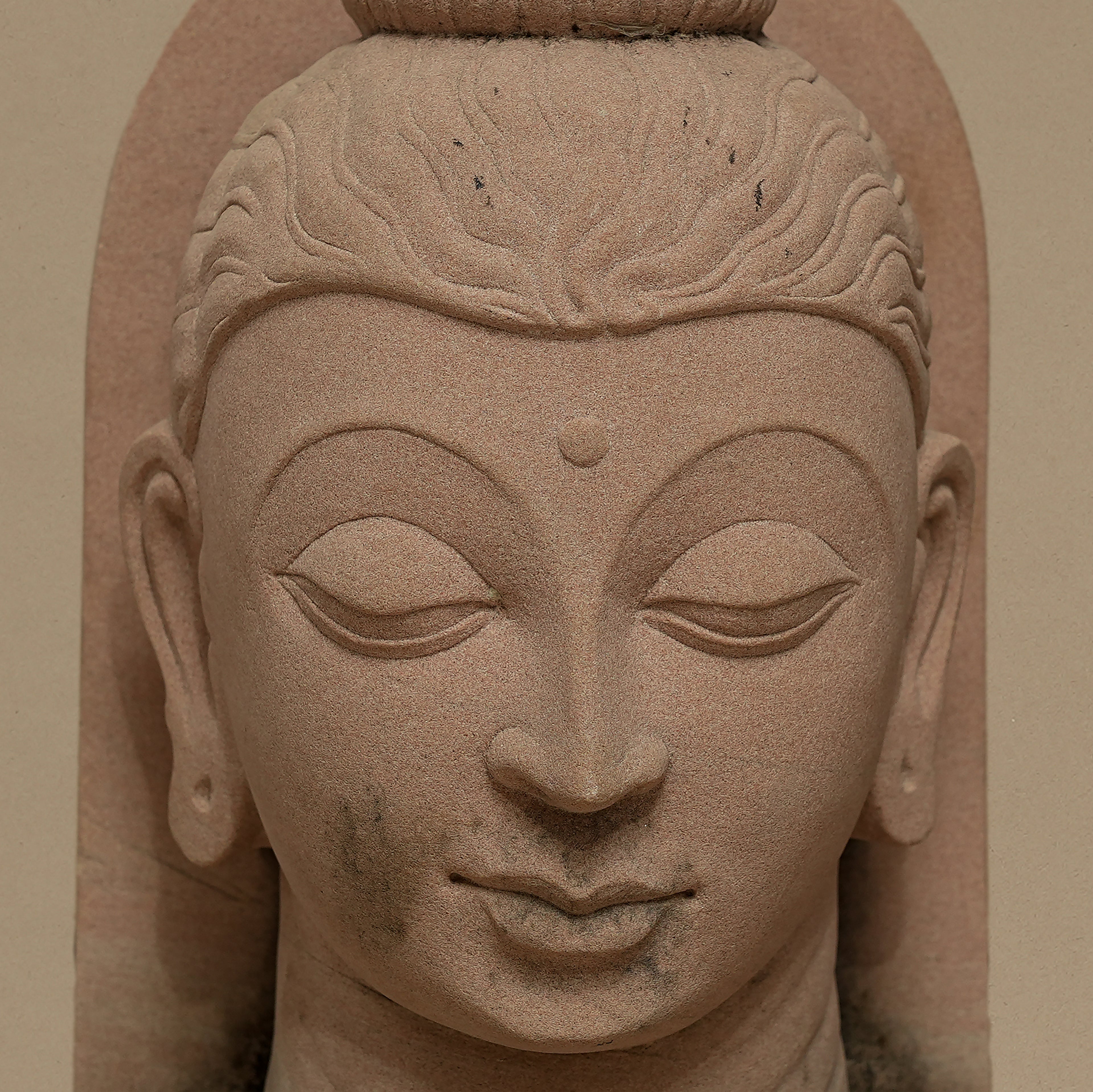 10" Bust of Lord Buddha | Handcrafted from Pink Sandstone