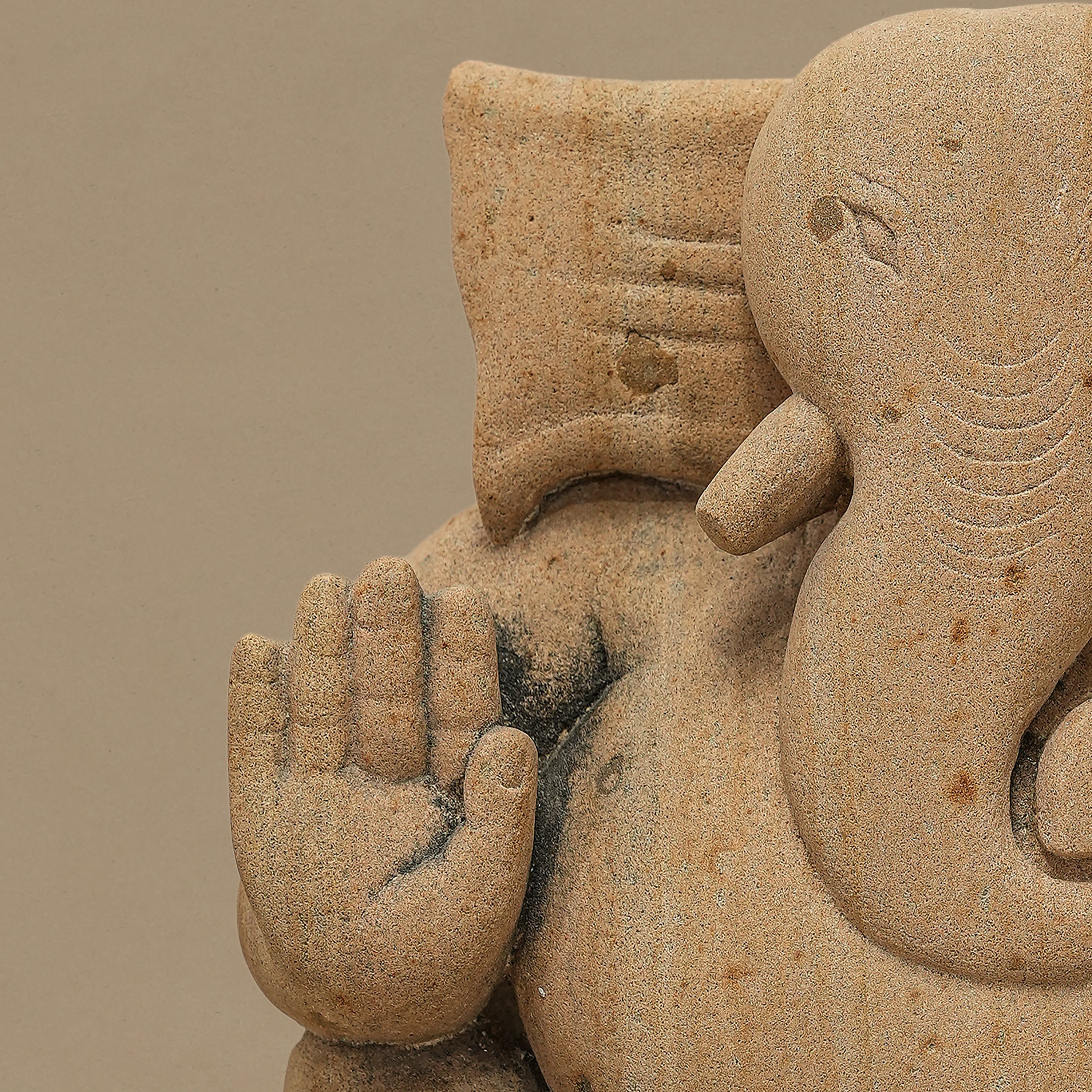 11" Lord Ganesha Statue | Handcrafted from Yellow Sandstone