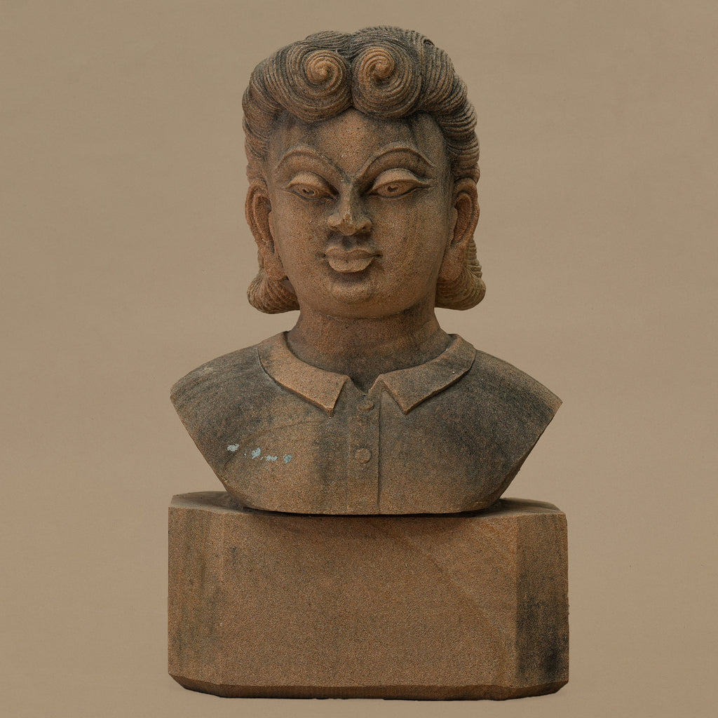 14" Serene Bust Statue | Handcrafted from Yellow Sandstone
