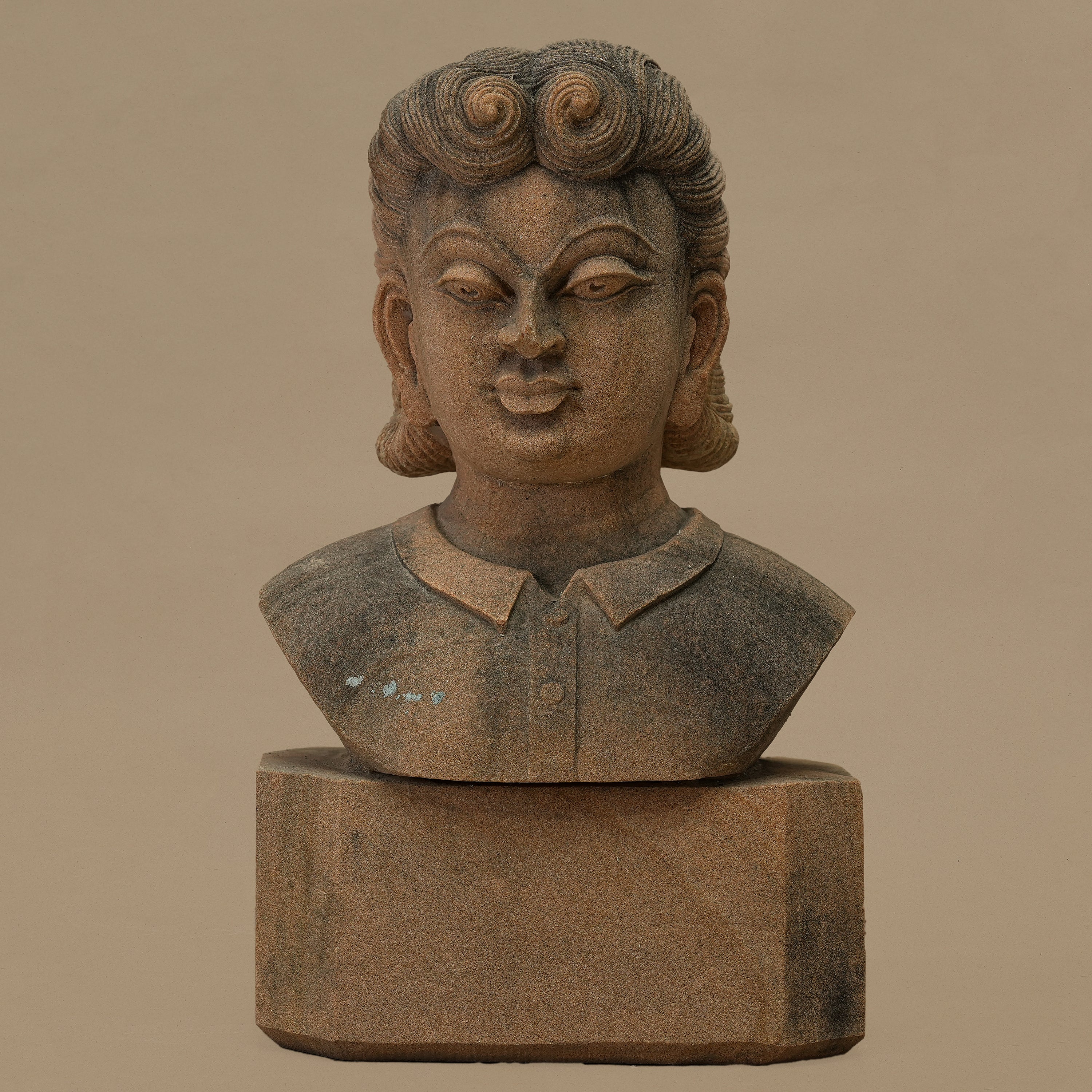 14" Serene Bust Statue | Handcrafted from Yellow Sandstone