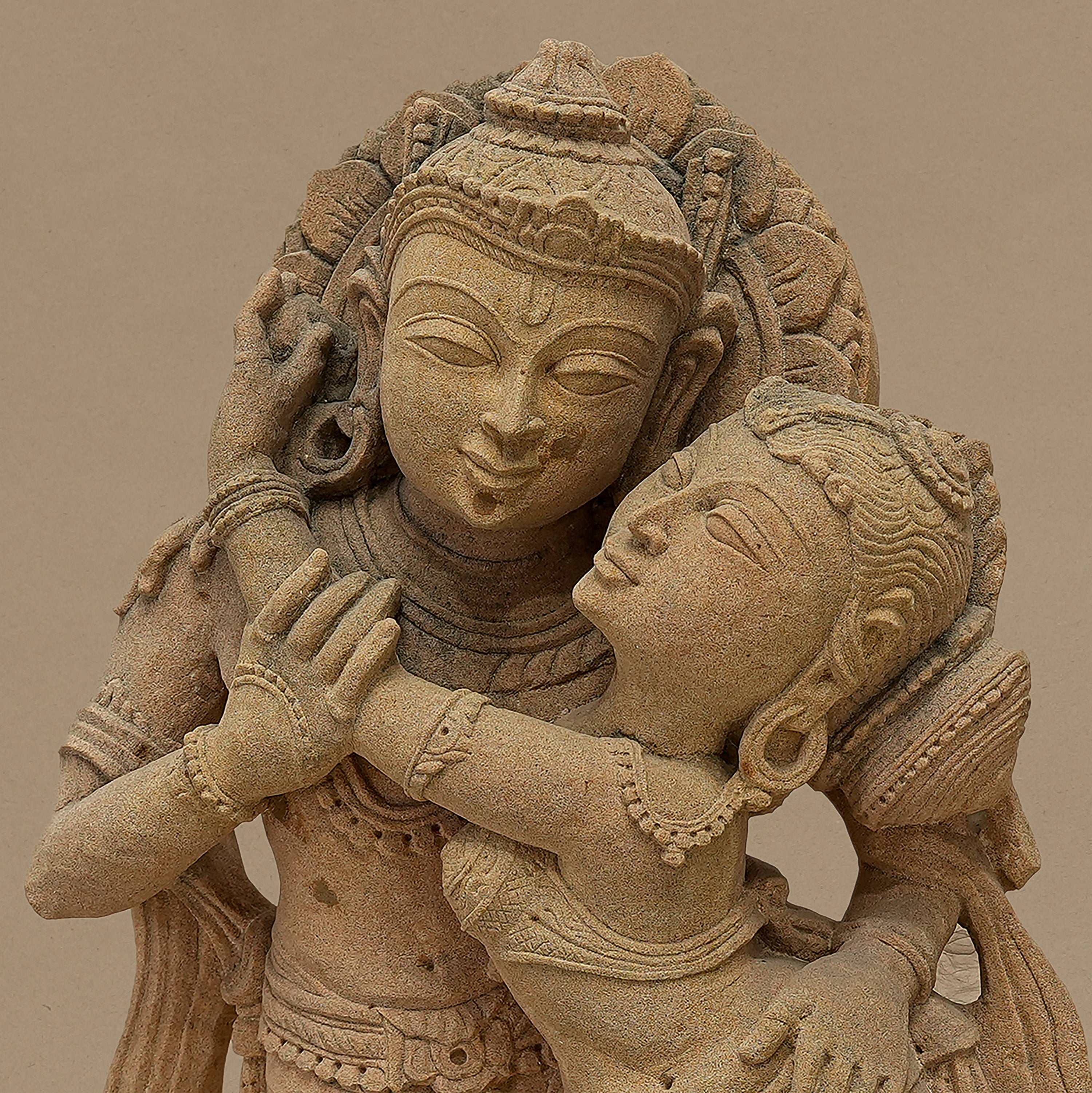 23" Divine Couple Statue | Handcrafted from Yellow Sandstone