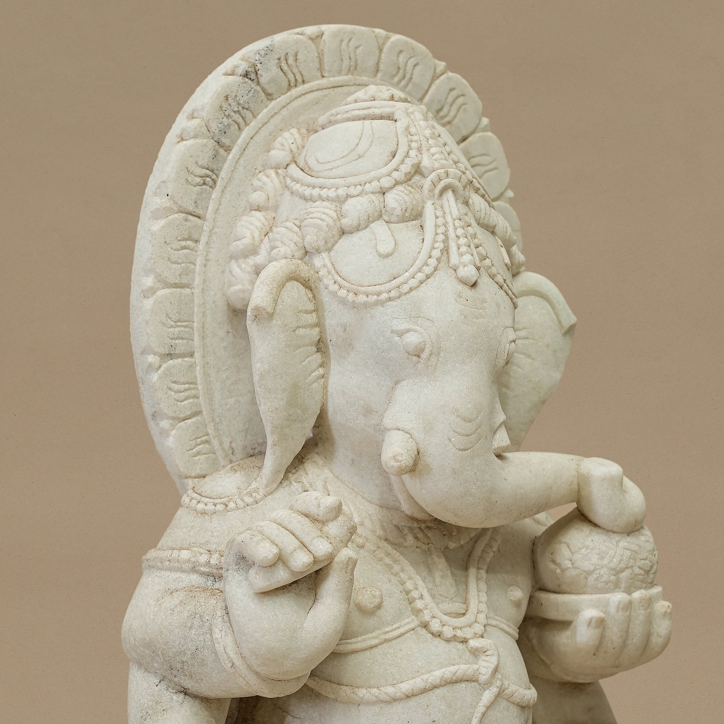 17" Standing Lord Ganesha Statue | Handcrafted from White Marble