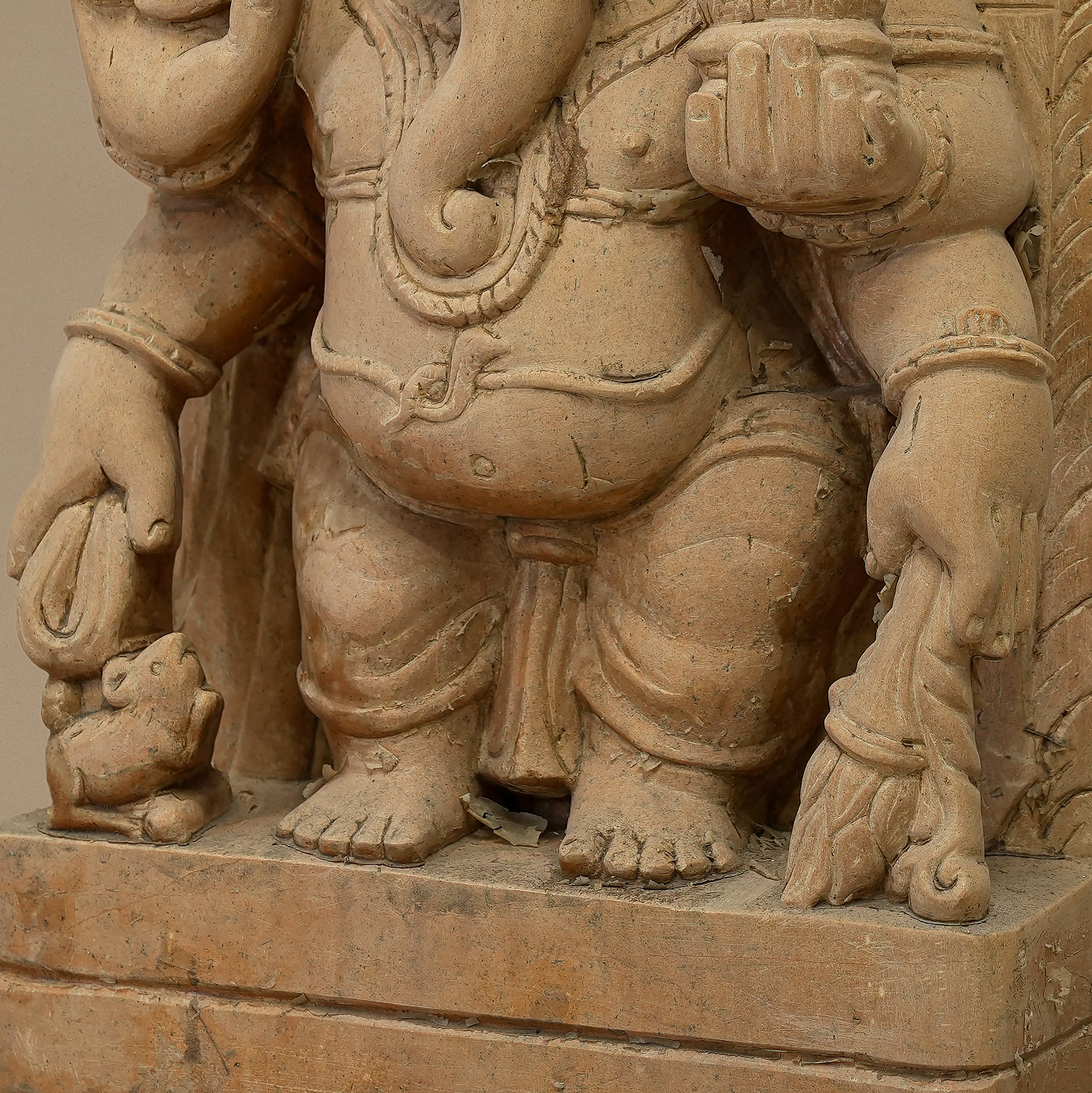 14.5" Standing Lord Ganesha Statue | Handcrafted from Yellow Sandstone