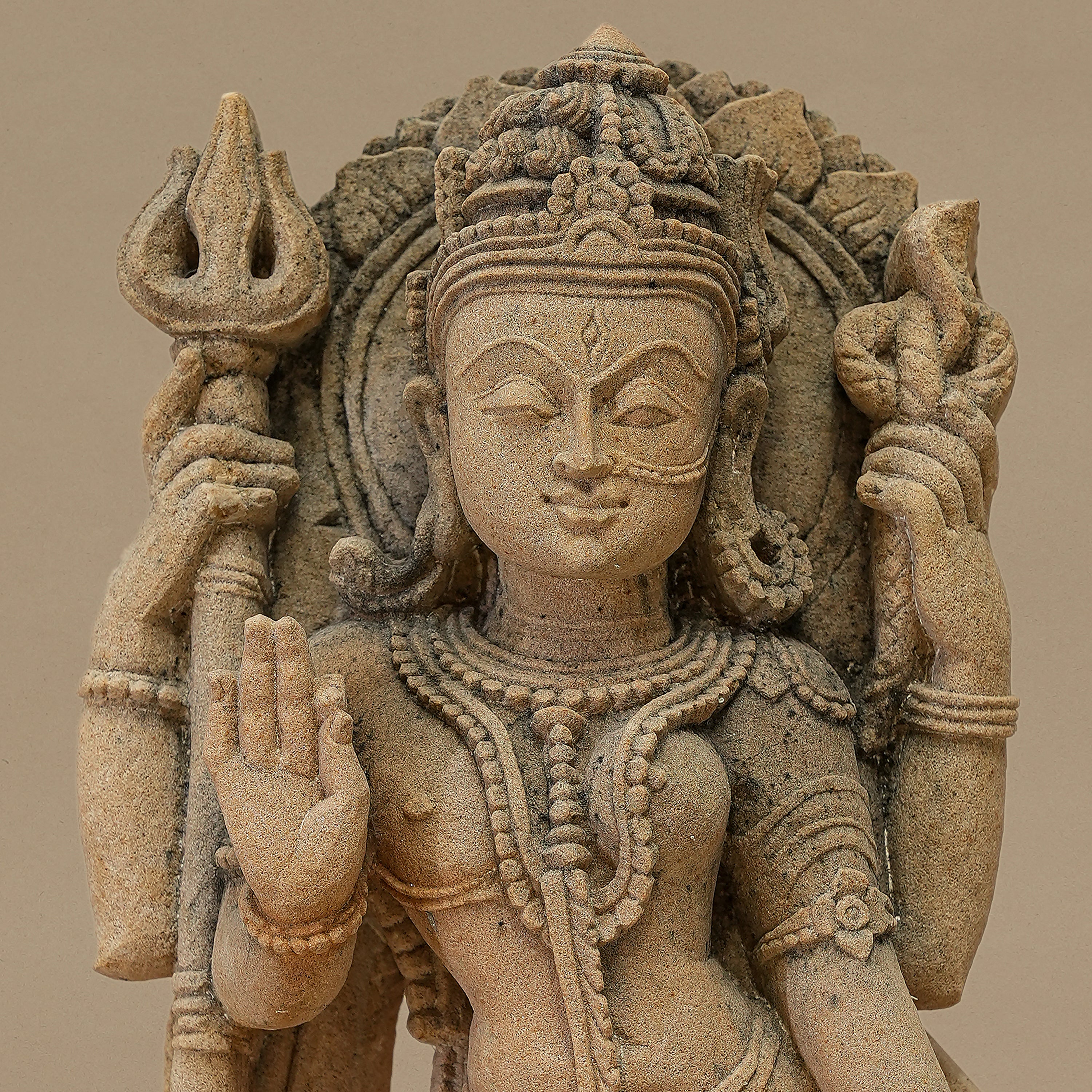 15" Lord Shiva - Maa Durga Statue | Handcrafted from Yellow Sandstone
