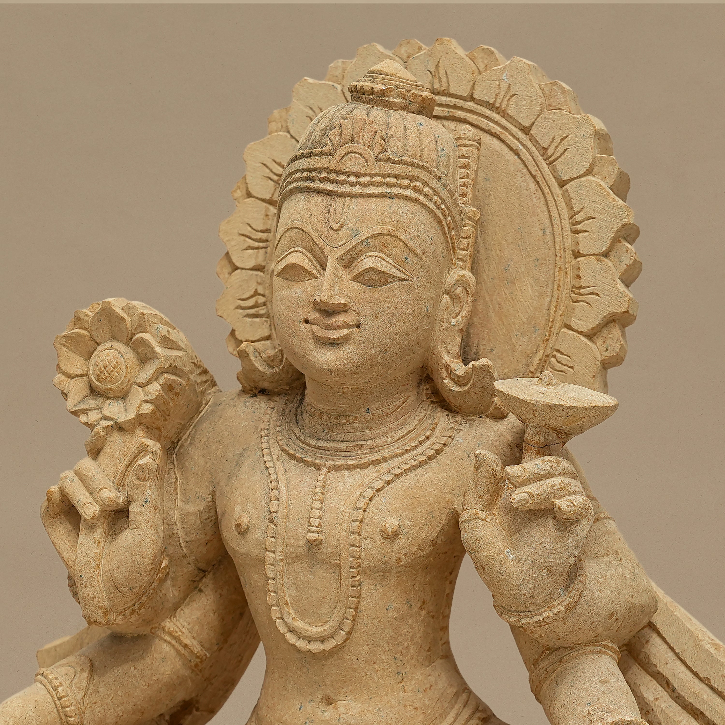 18" Lord Vishnu Statue | Handcrafted from Yellow Sandstone
