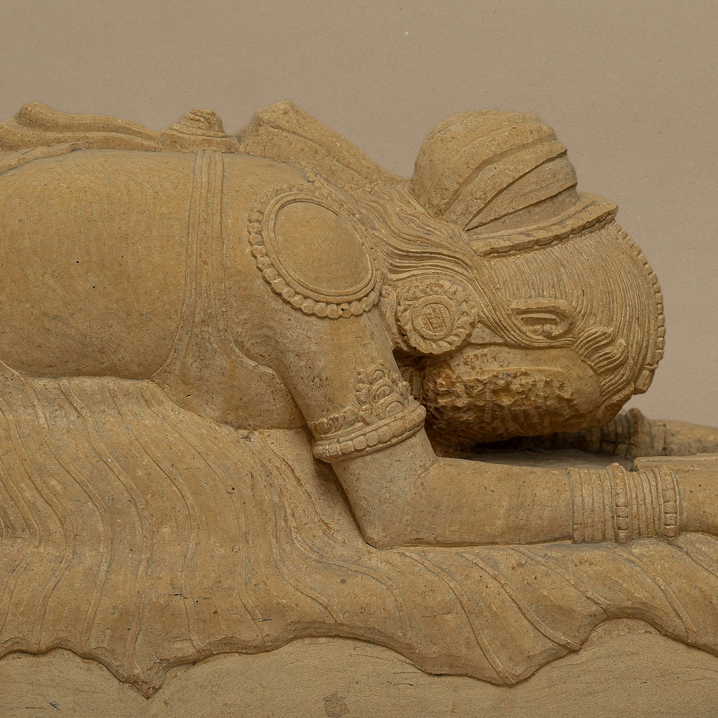 24" Devoted Female Statue | Handcrafted from Yellow Sandstone