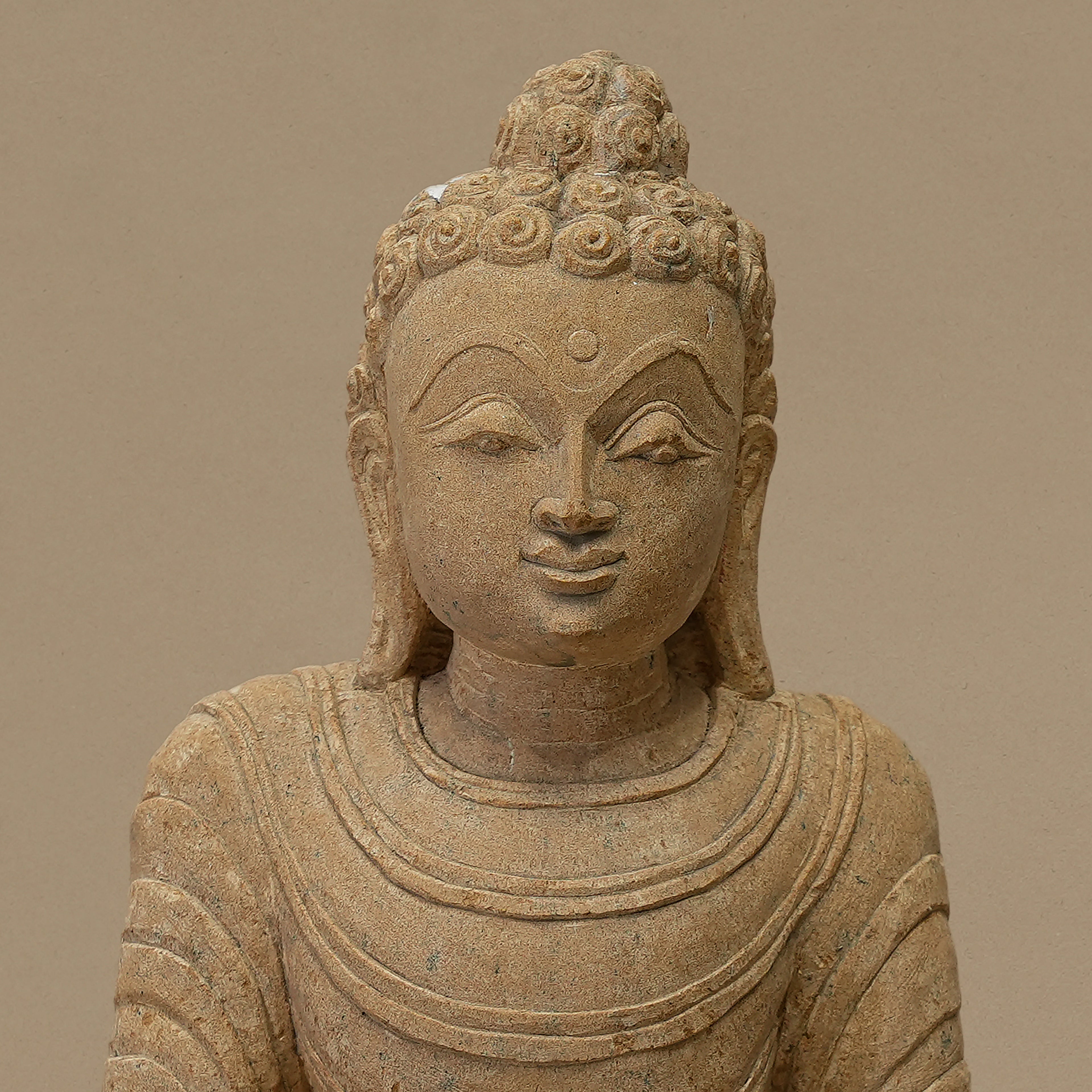 13.5" Lord Buddha Statue | Handcrafted from Yellow Sandstone