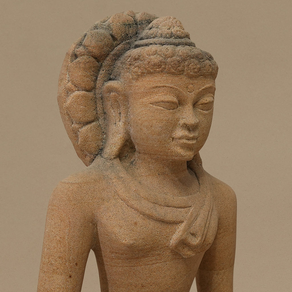 11.5" Lord Buddha Statue | Handcrafted from Yellow Sandstone