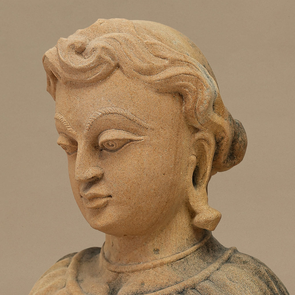 14" Serene Bust Statue | Handcrafted from Yellow Sandstone