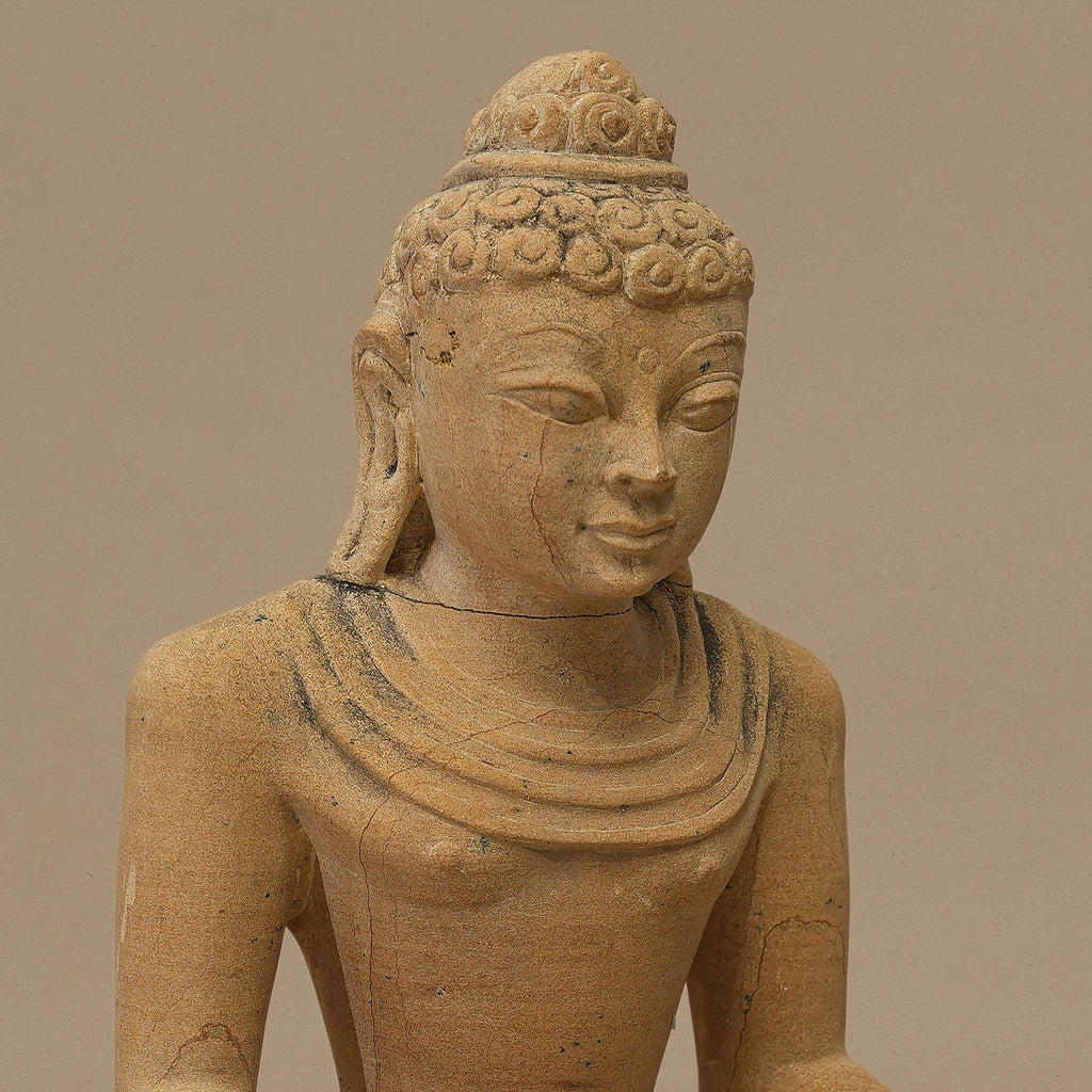 12" Lord Buddha Statue | Handcrafted from Yellow Sandstone
