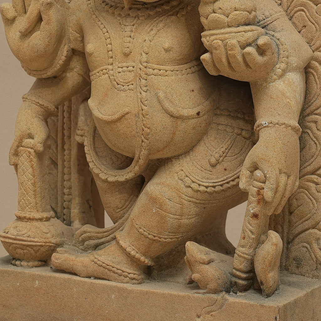 15" Lord Ganesha Statue | Handcrafted from Yellow Sandstone