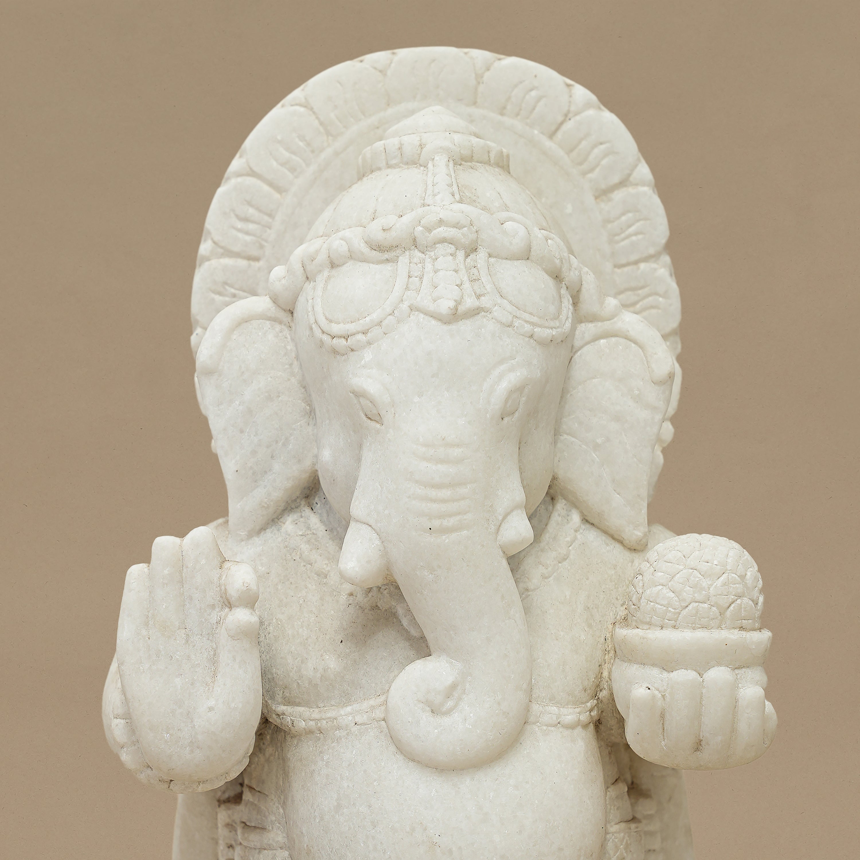 15" Lord Ganesha Statue | Handcrafted from White Marble