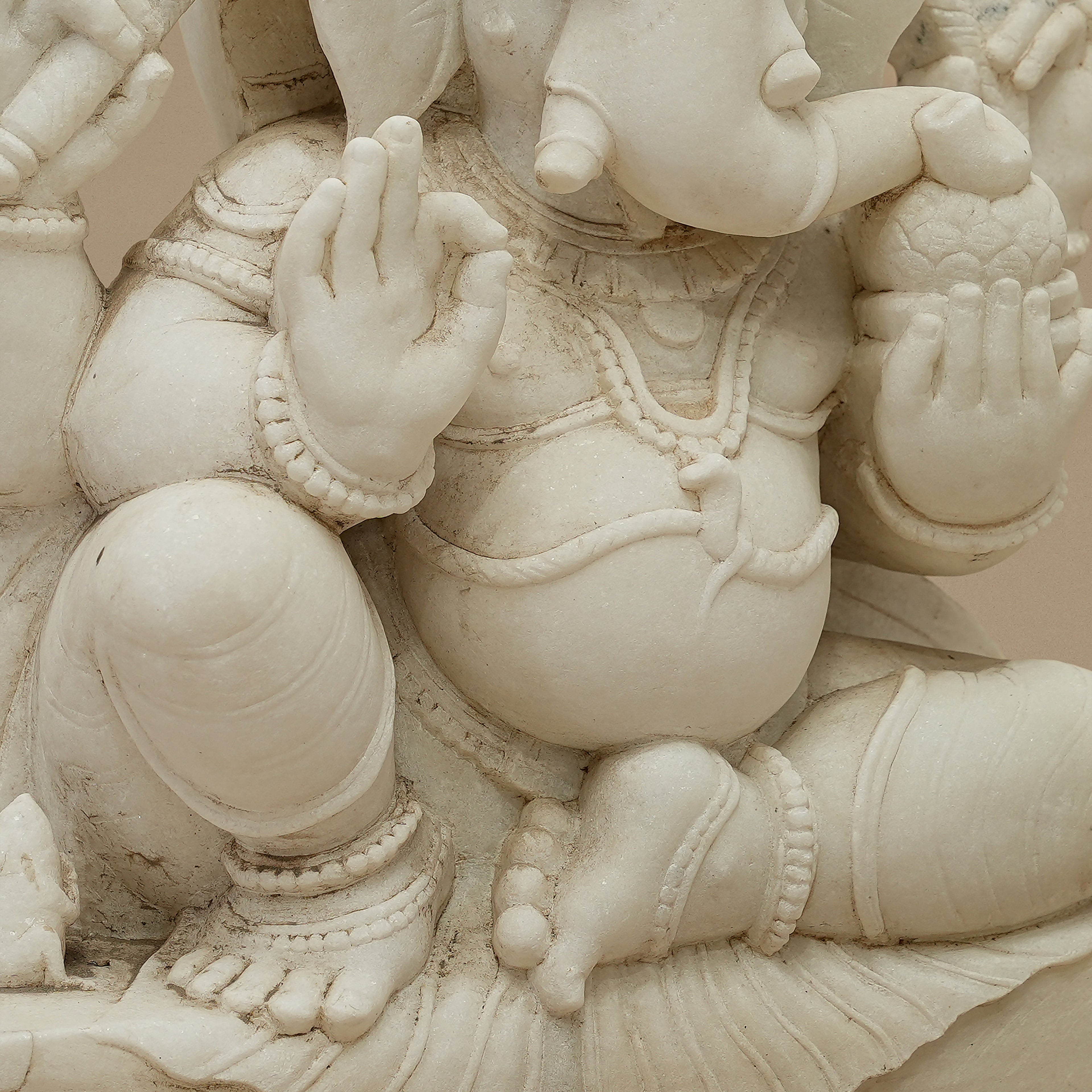 15" Lord Ganesha Statue | Handcrafted from White Marble