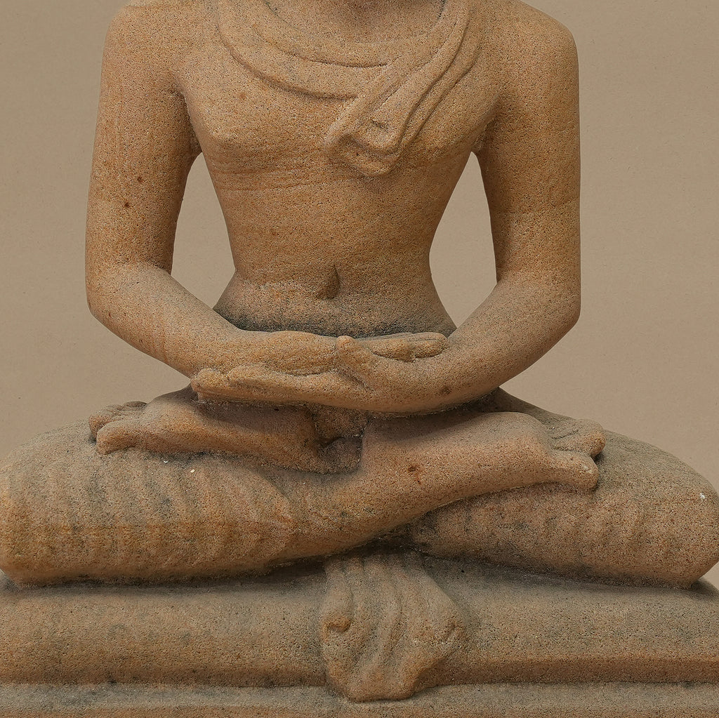 11.5" Lord Buddha Statue | Handcrafted from Yellow Sandstone