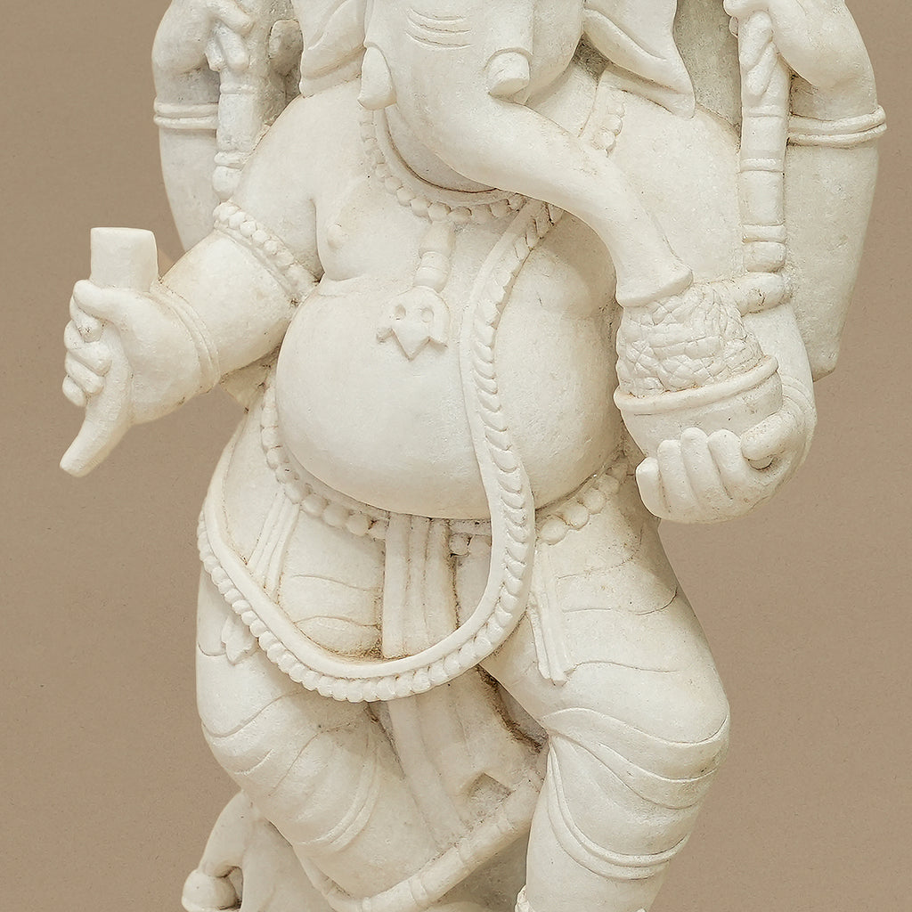 19.5" Lord Ganesha Statue | Handcrafted from White Marble