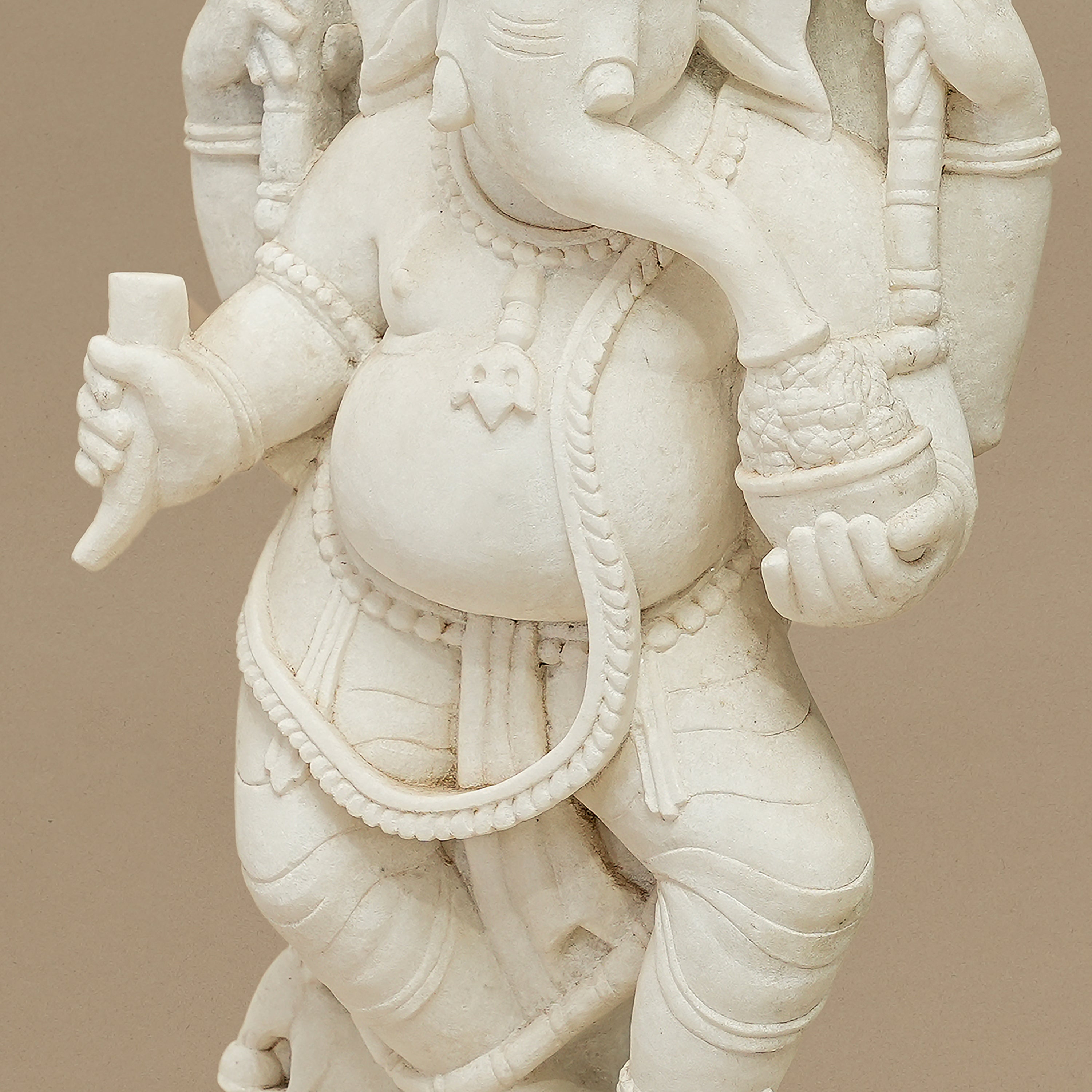 19.5" Lord Ganesha Statue | Handcrafted from White Marble