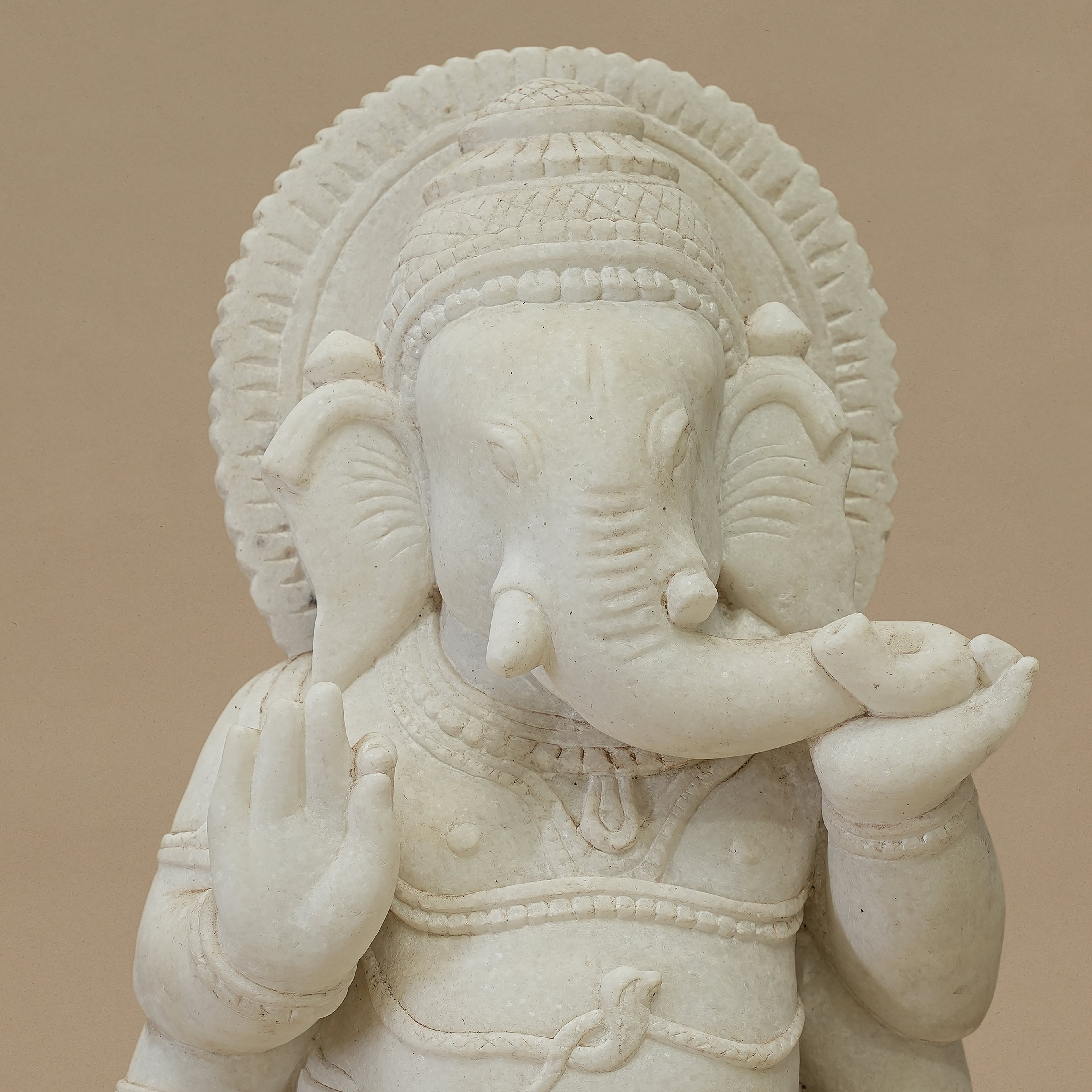 18" Lord Ganesha Statue | Handcrafted from White Marble