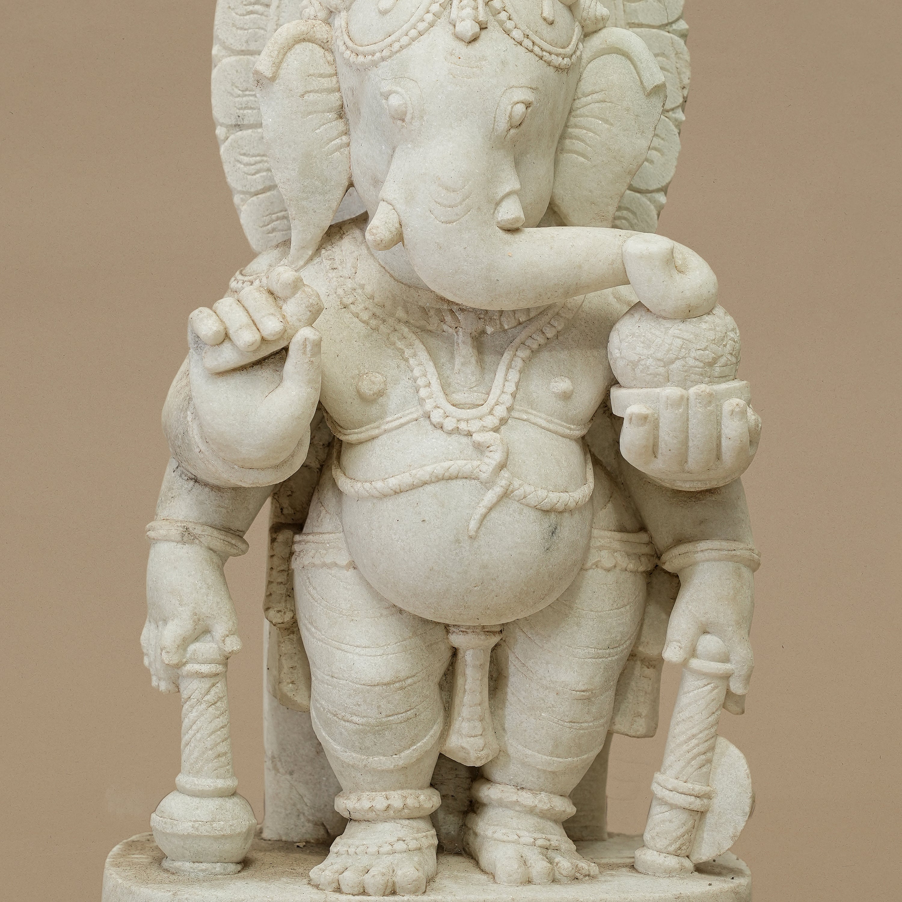 17" Standing Lord Ganesha Statue | Handcrafted from White Marble