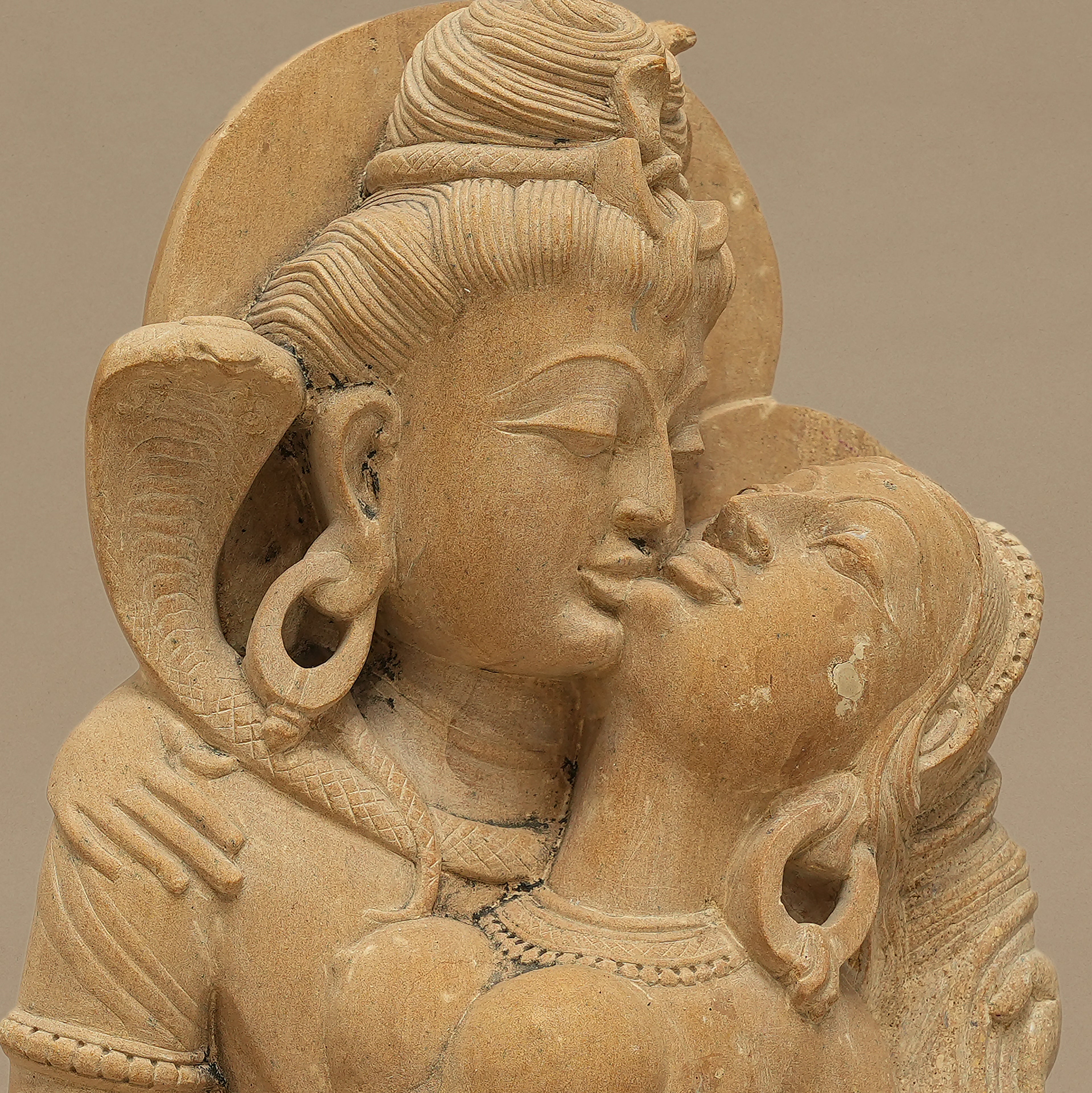 14.5" Lord Shiva & Parvati Statue | Handcrafted from Yellow Sandstone