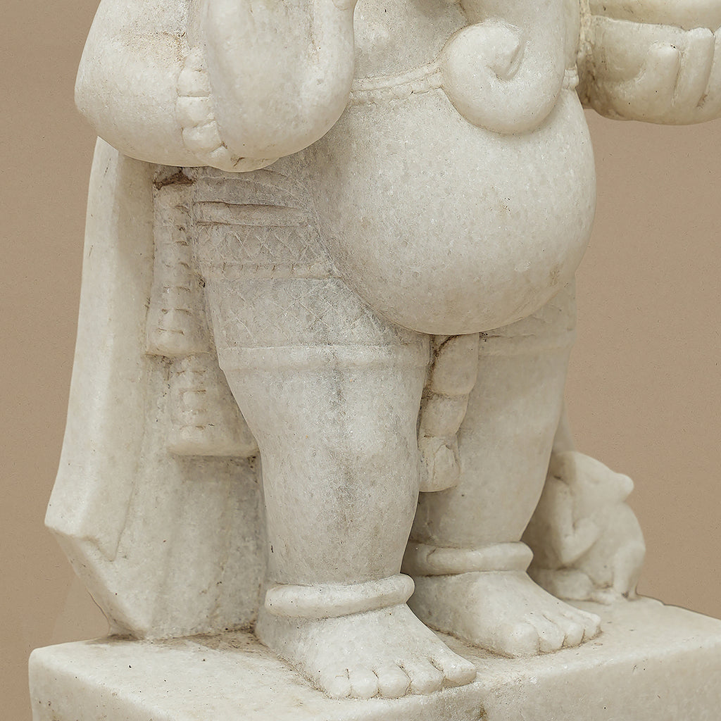 15" Lord Ganesha Statue | Handcrafted from White Marble
