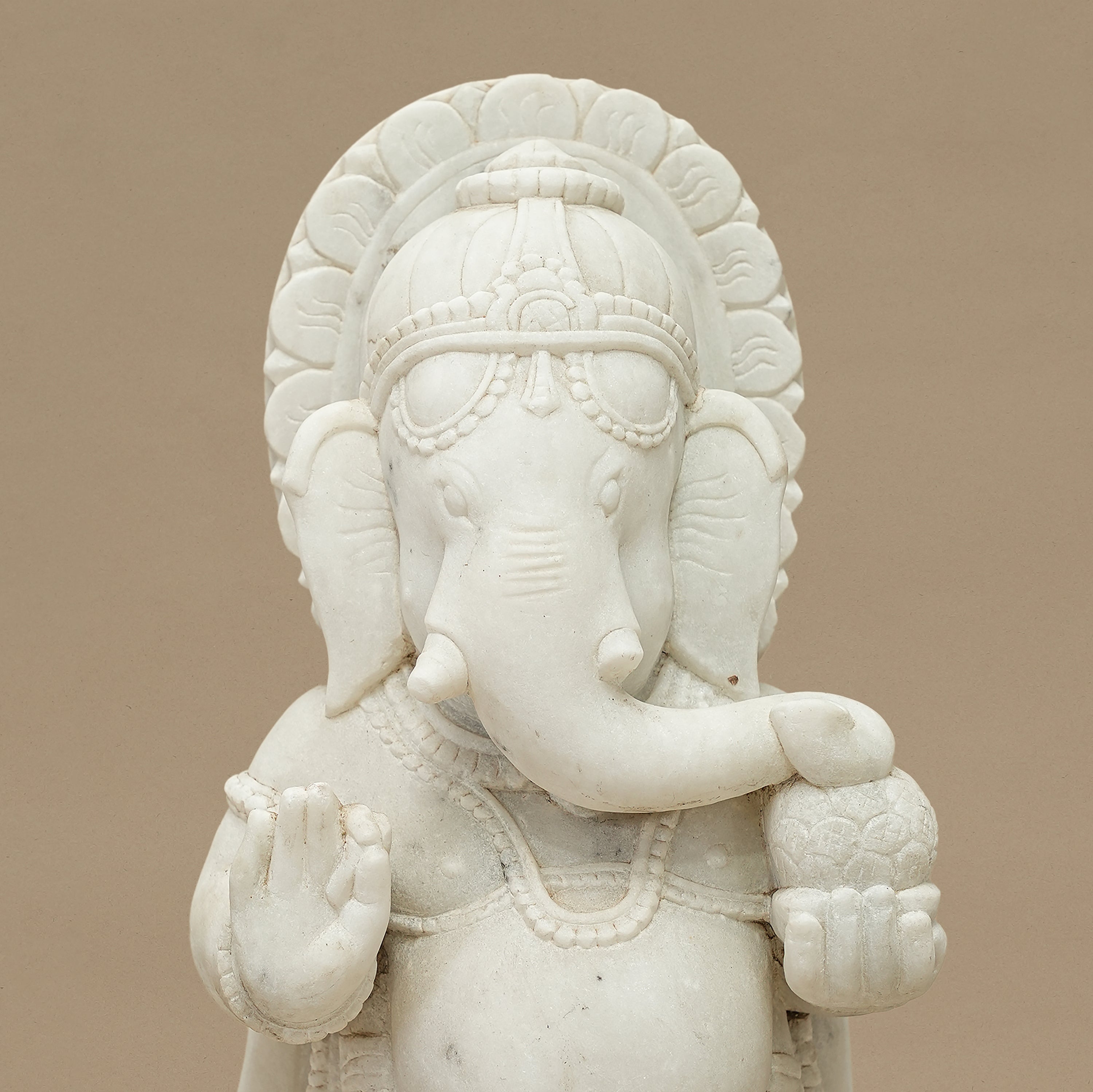 15" Lord Ganesha Statue | Handcrafted from White Marble
