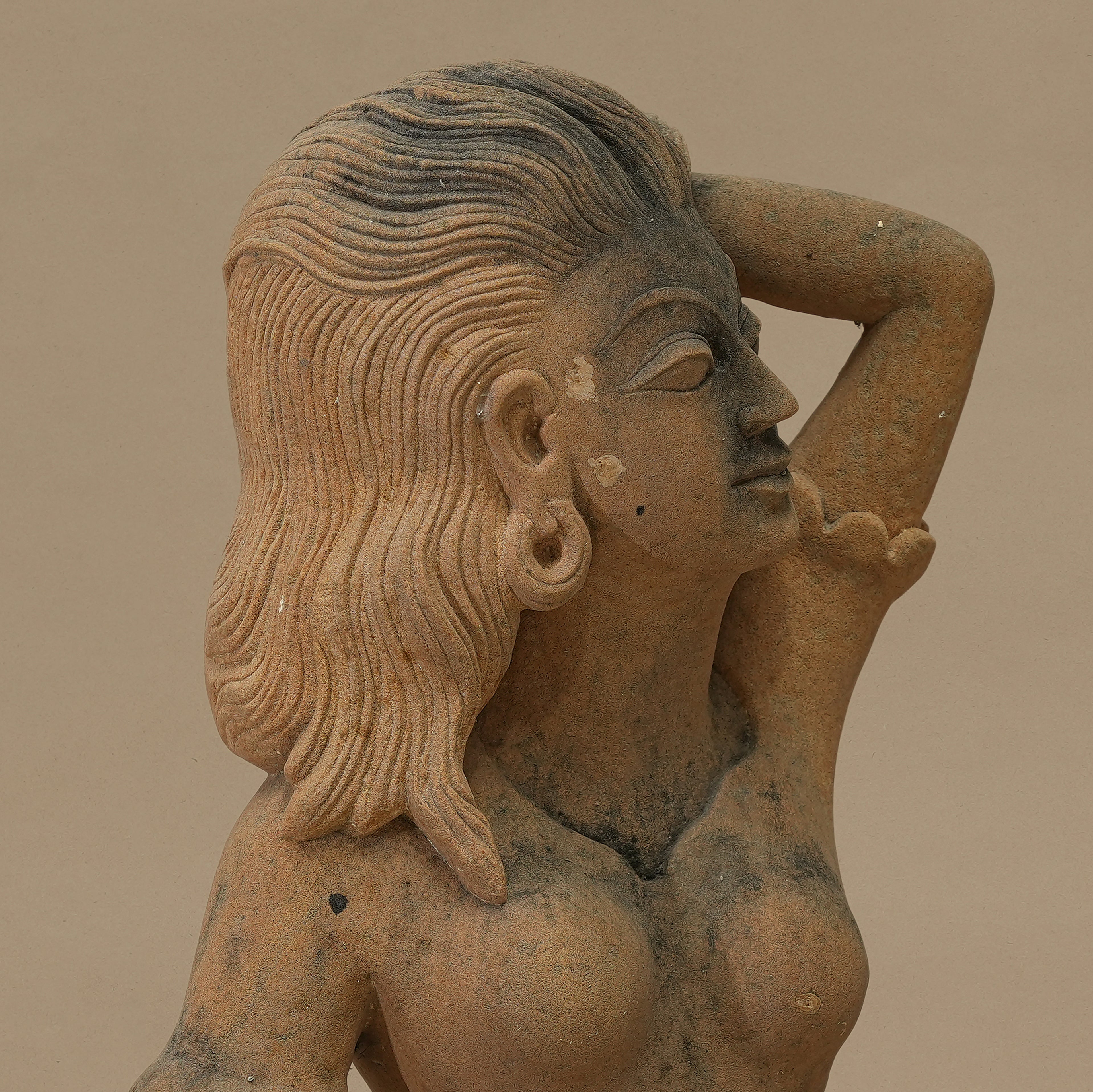 14.5" Posing Female Bust | Handcrafted from Yellow Sandstone