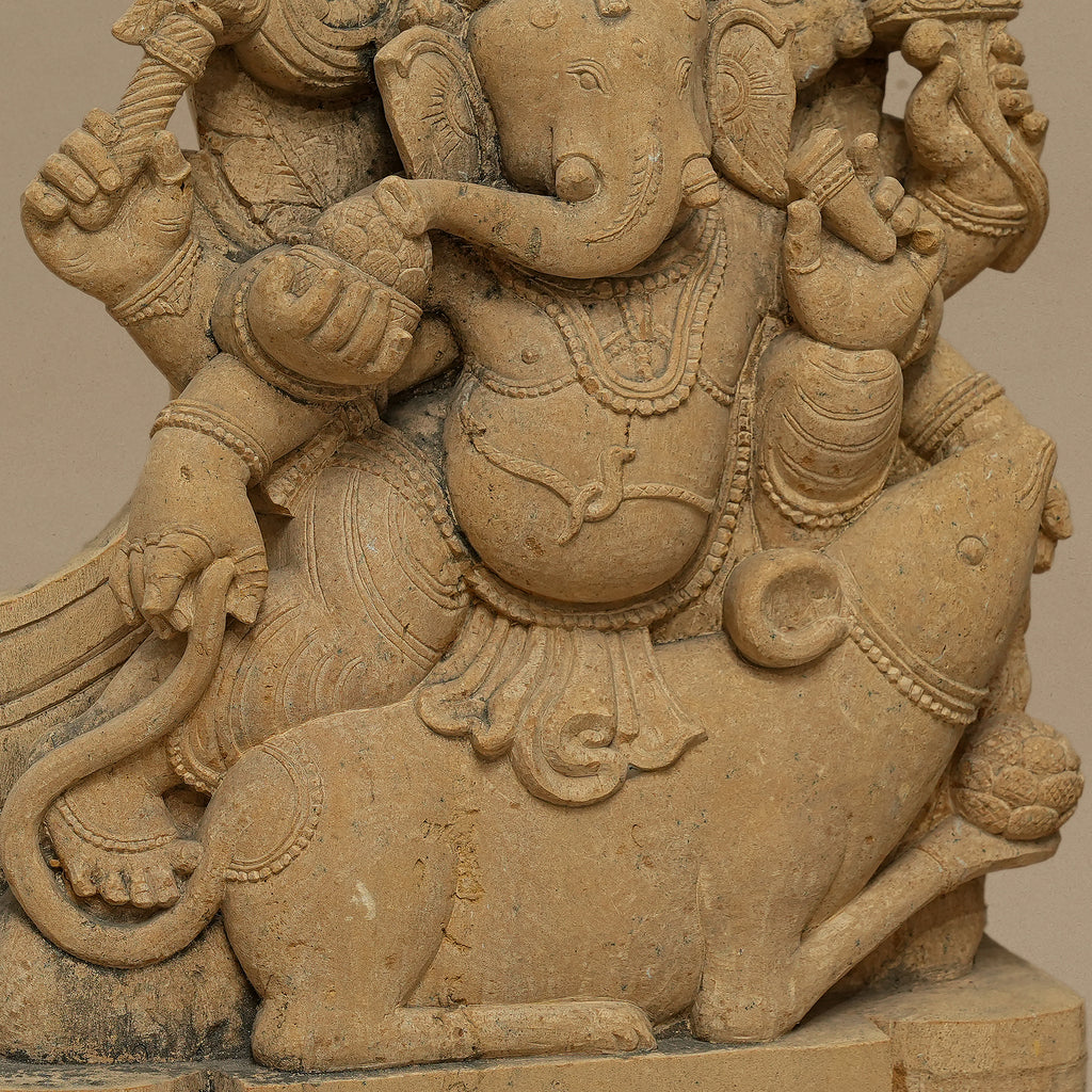 18" Lord Ganesha Statue | Handcrafted from Yellow Sandstone