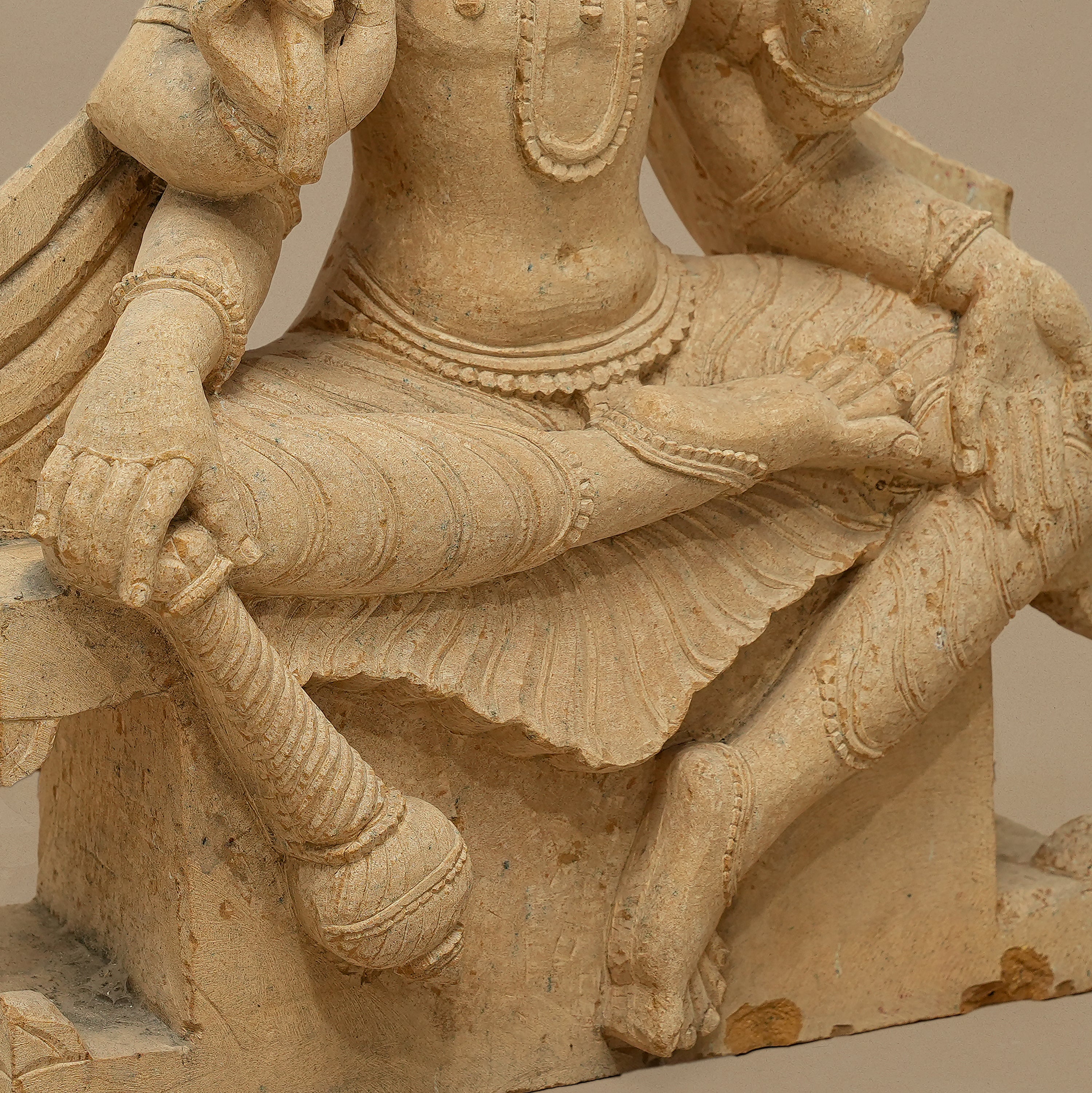 18" Lord Vishnu Statue | Handcrafted from Yellow Sandstone