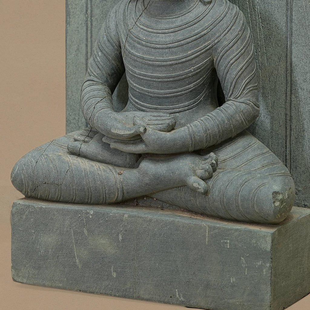 14" Lord Buddha Statue | Handcrafted from Dungarpur Black Stone