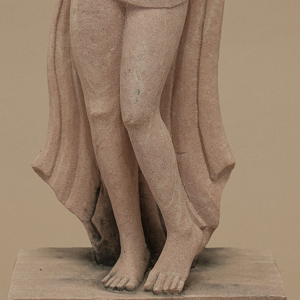 18.5" Indian Classical Dancer Statue | Handcrafted from Pink Sandstone