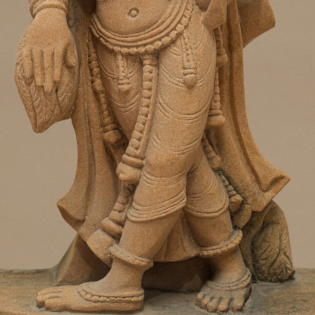14" Captivating Female Statue | Handcrafted from Yellow Sandstone