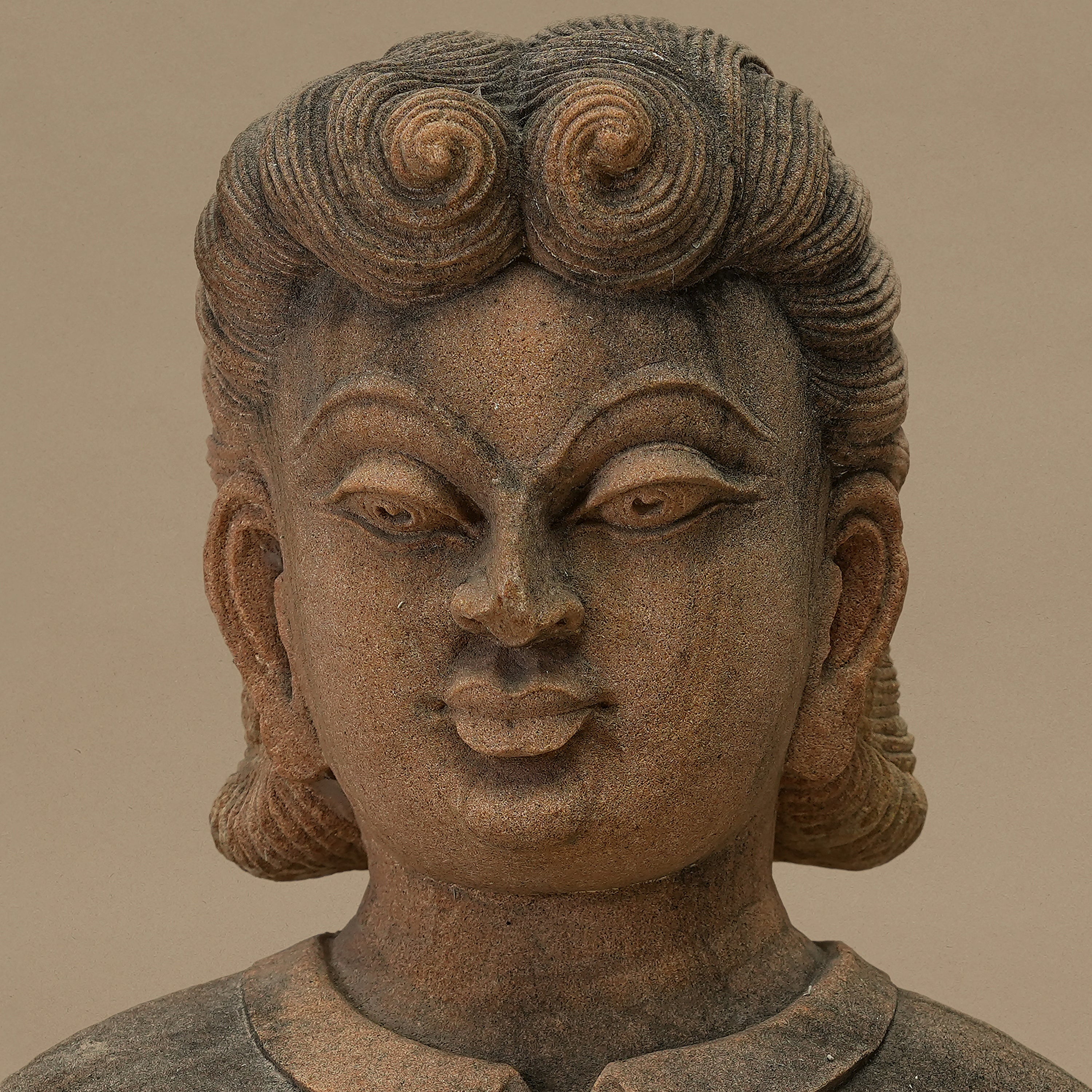 14" Serene Bust Statue | Handcrafted from Yellow Sandstone
