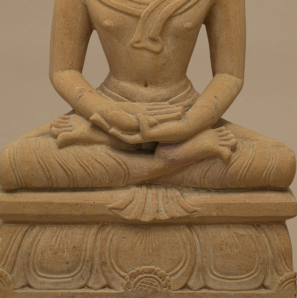 15" Lord Buddha Statue | Handcrafted from Yellow Sandstone