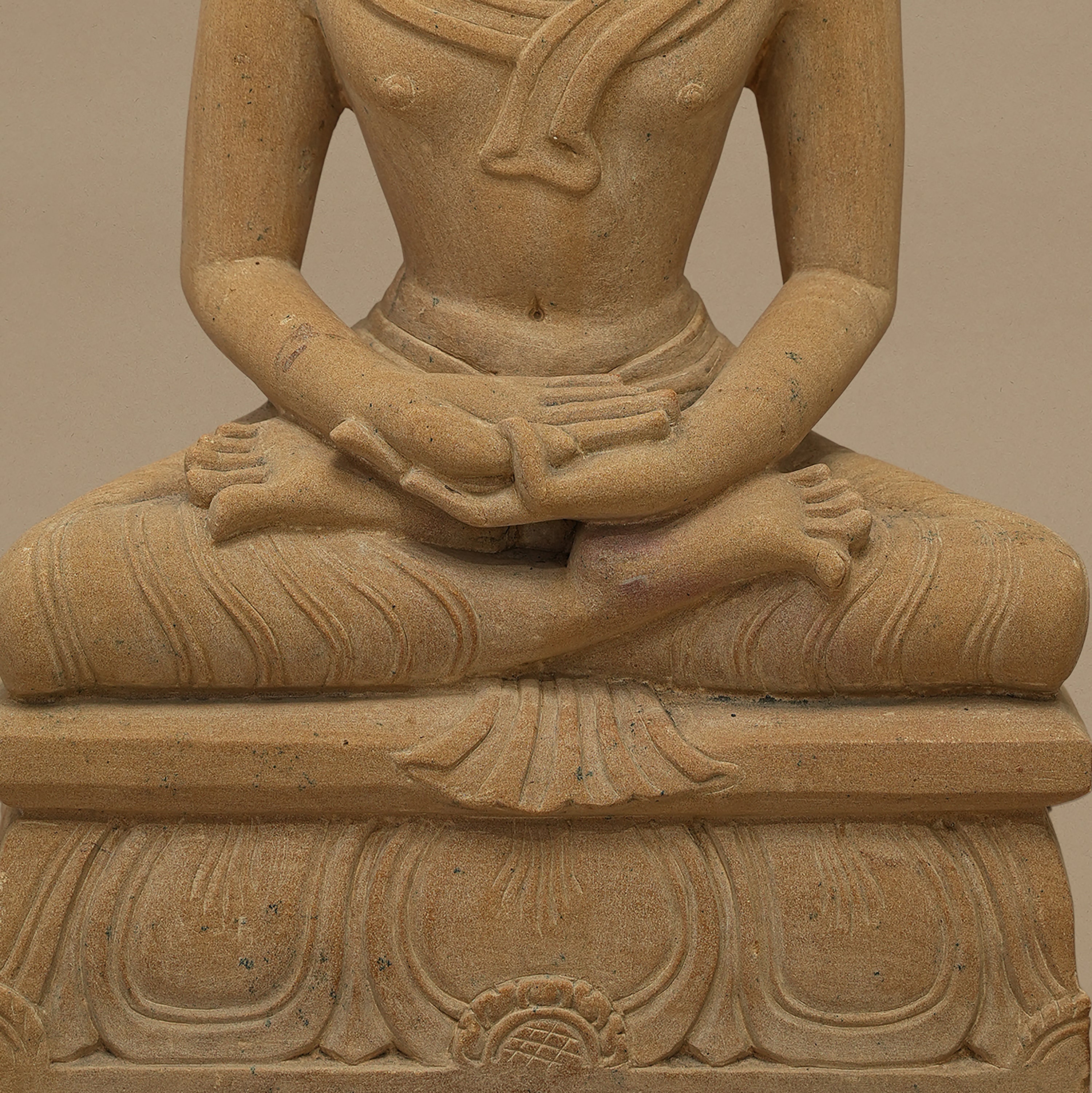 15" Lord Buddha Statue | Handcrafted from Yellow Sandstone