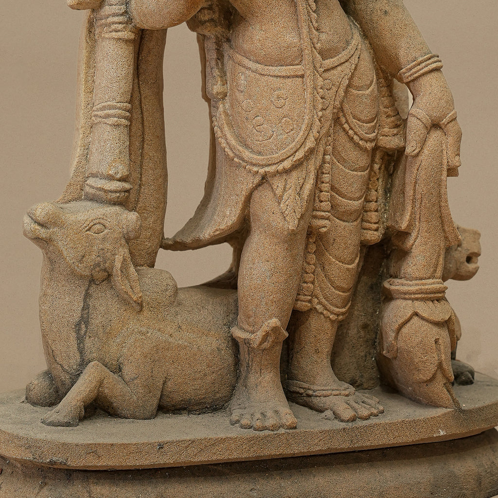 15" Lord Shiva - Maa Durga Statue | Handcrafted from Yellow Sandstone