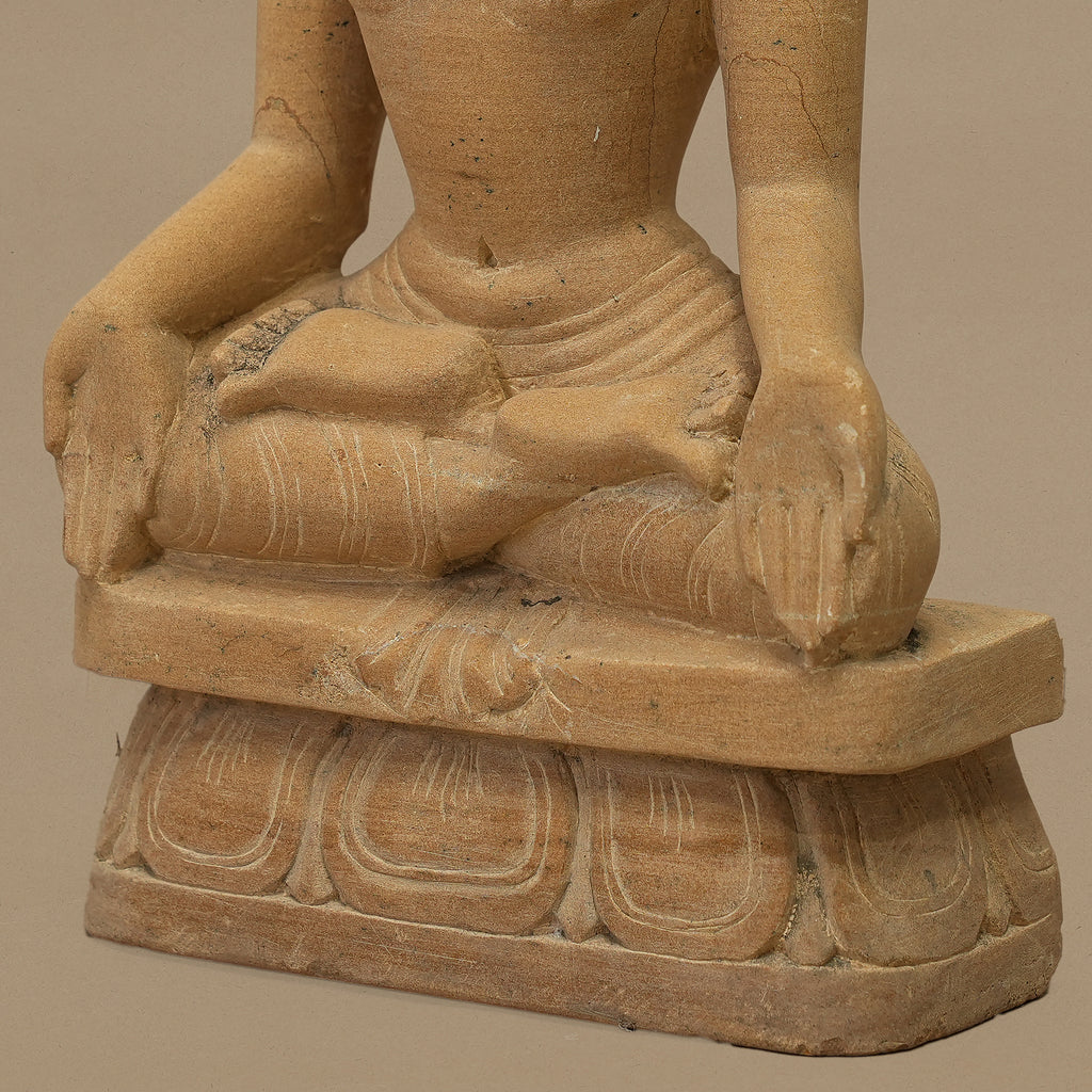 12" Lord Buddha Statue | Handcrafted from Yellow Sandstone