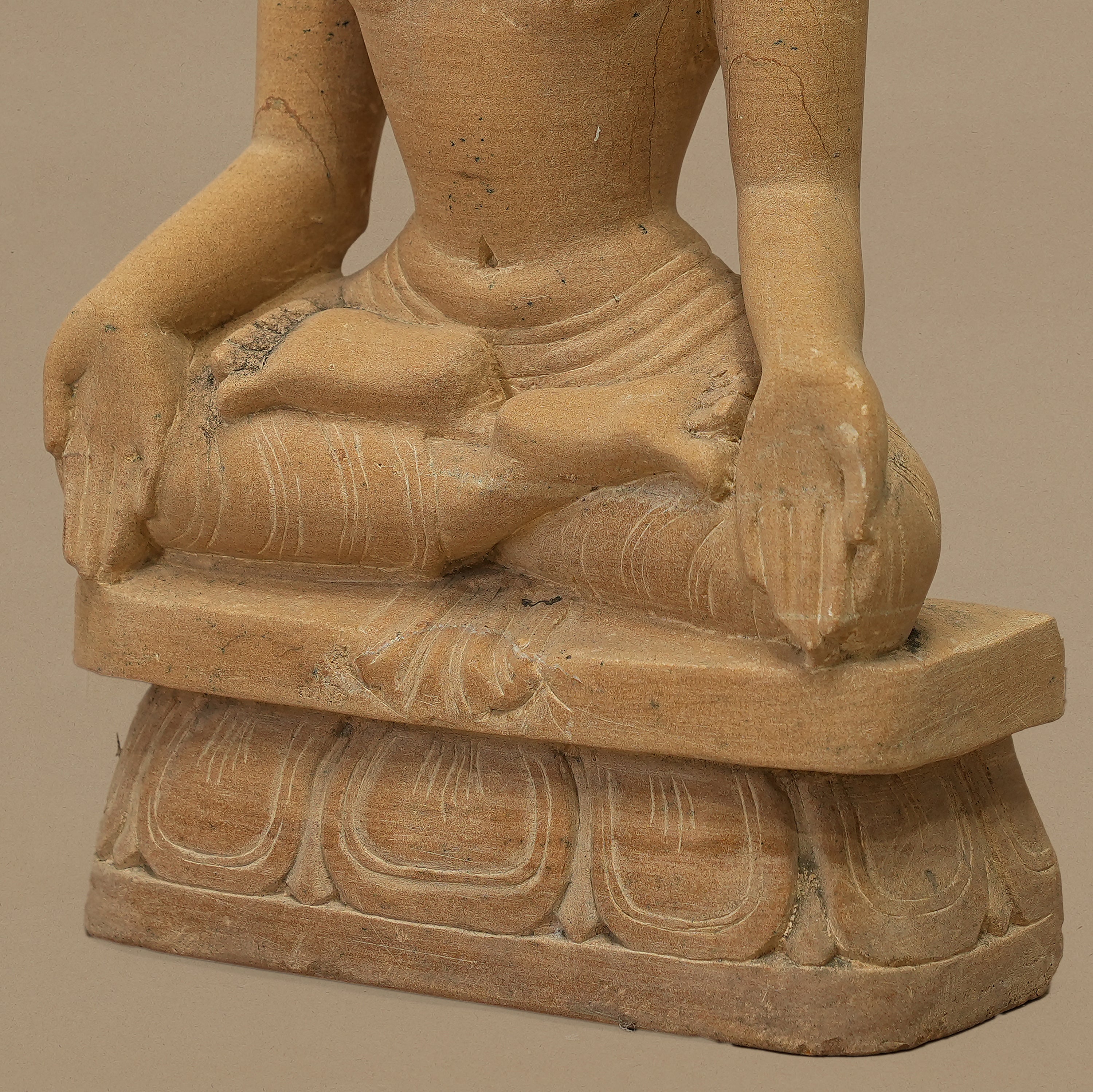 12" Lord Buddha Statue | Handcrafted from Yellow Sandstone