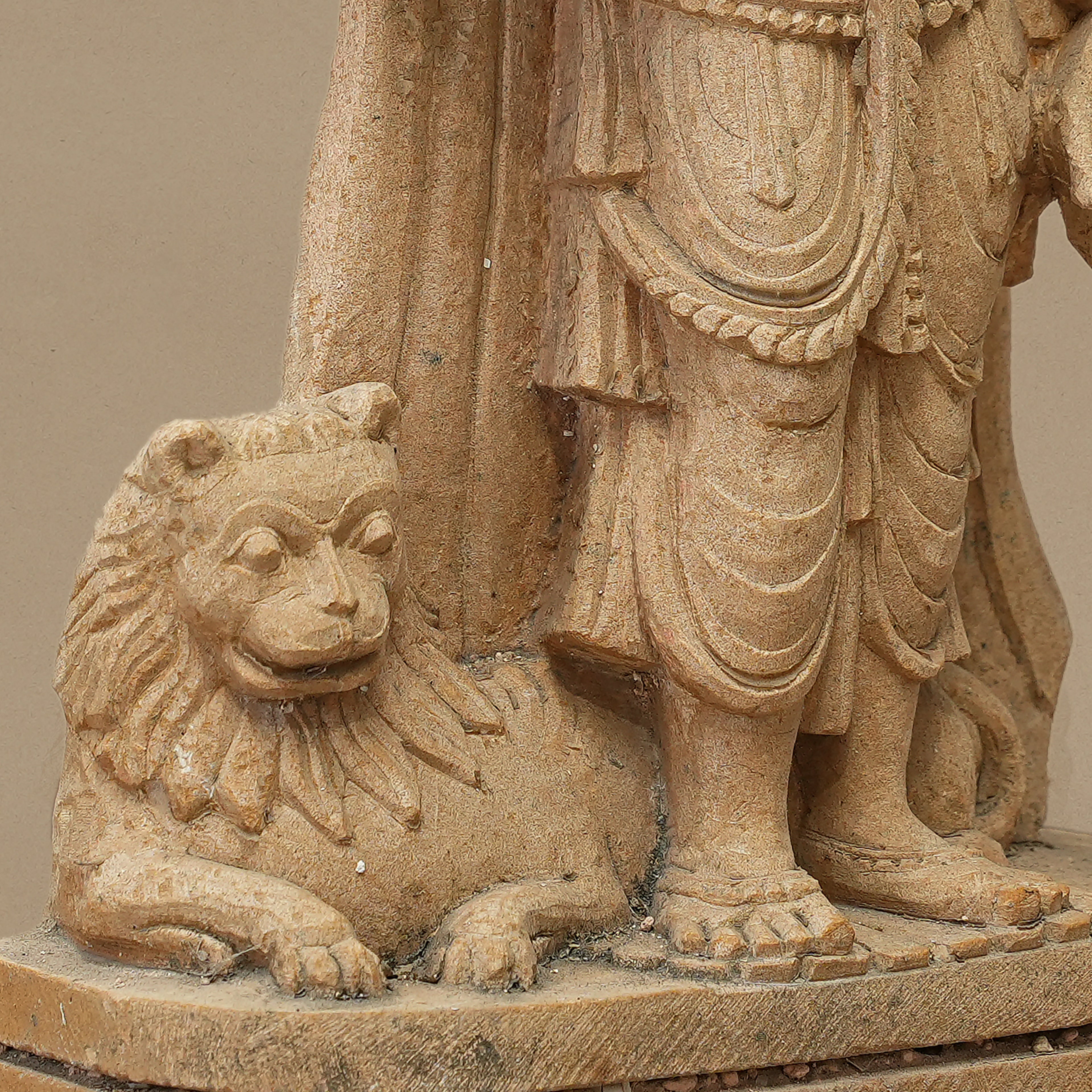 11.5" Goddess Durga Statue | Handcrafted from Yellow Sandstone