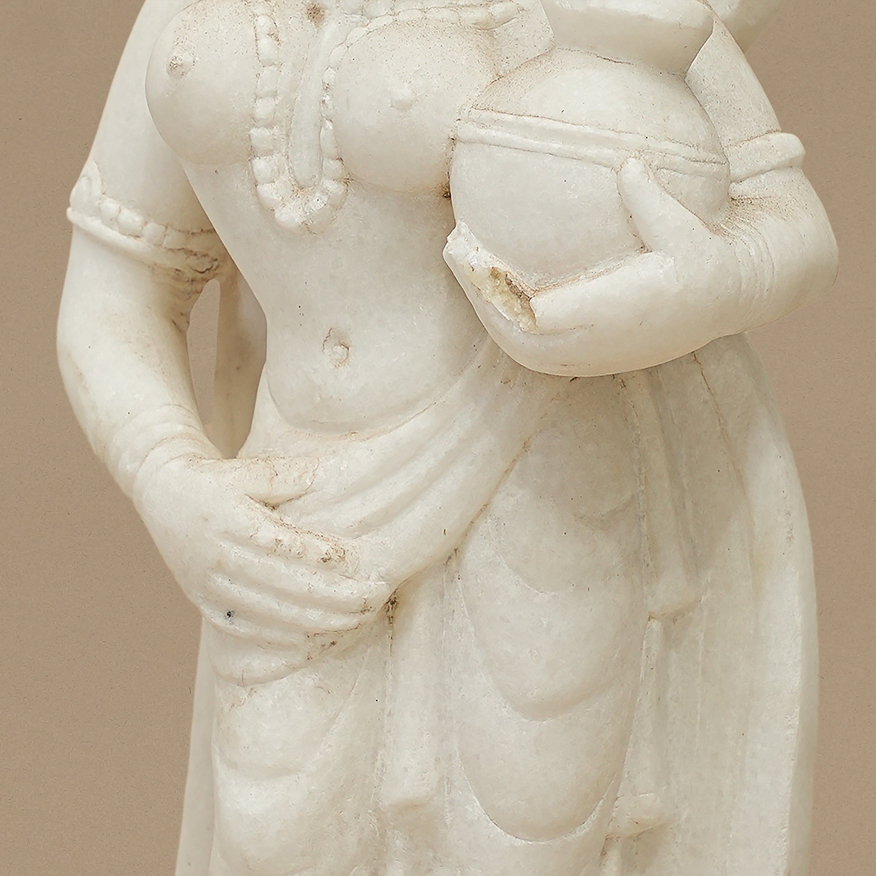 16" Divine Female Statue | Handcrafted from White Marble
