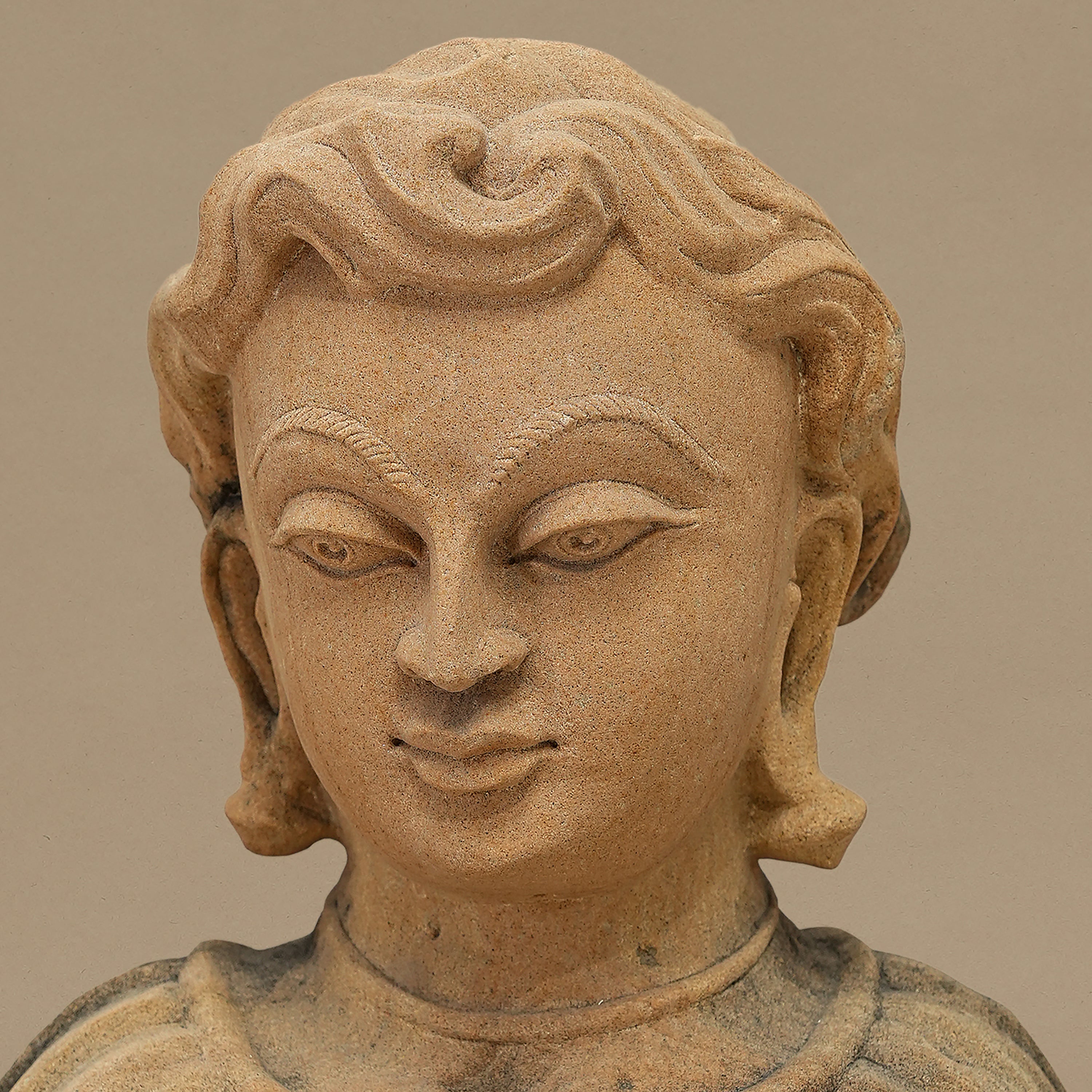 14" Serene Bust Statue | Handcrafted from Yellow Sandstone