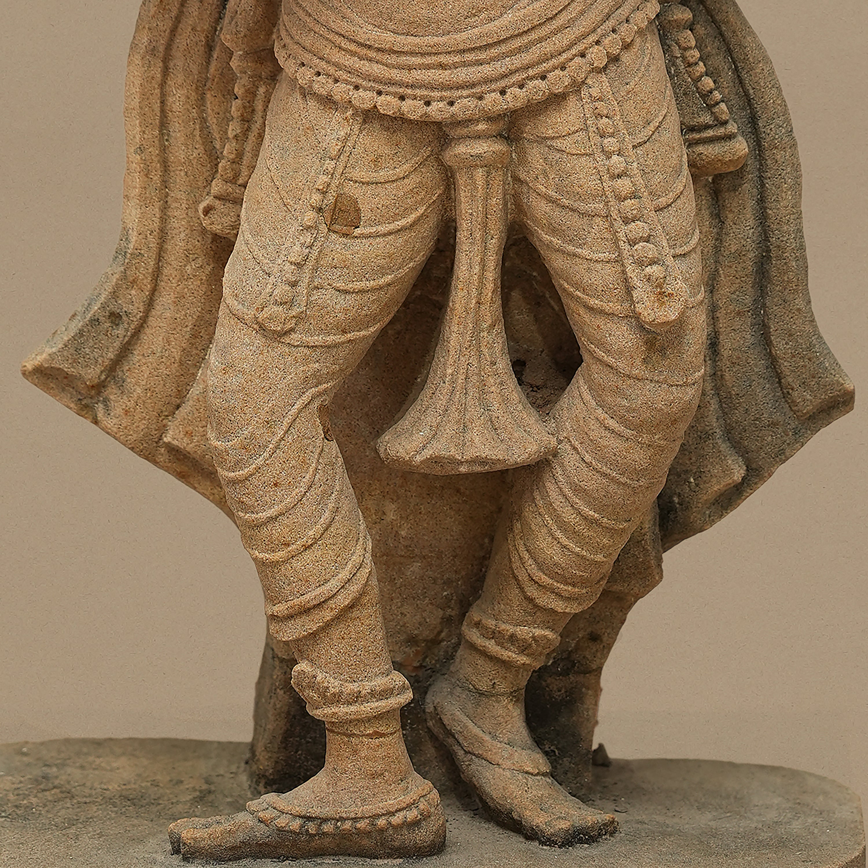 15" Devoted Female Statue | Handcrafted from Yellow Sandstone